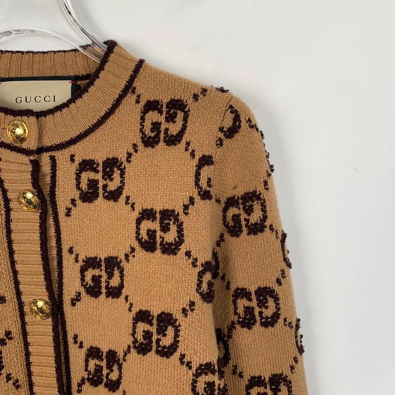 Gucci GucciBrown logo jacquad full-print wool single-breasted gol Size XS / US 0-2 / IT 36-38 - 3 Thumbnail