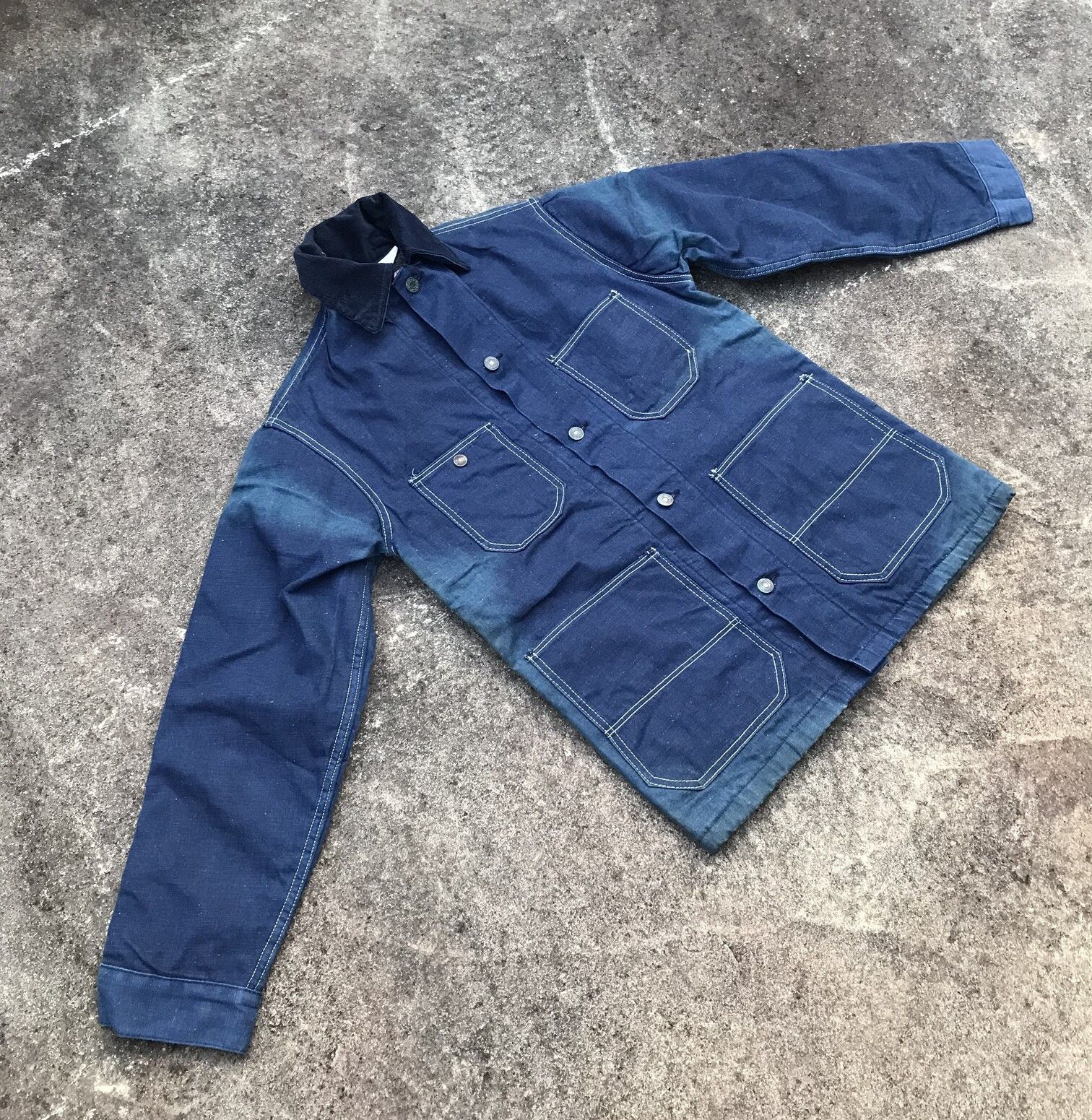 Edwin × Vintage Vintage 80s Edwin denim chore jacket inner blanket sunfaded Size US S / EU 44-46 / 1 - 2 Thumbnail