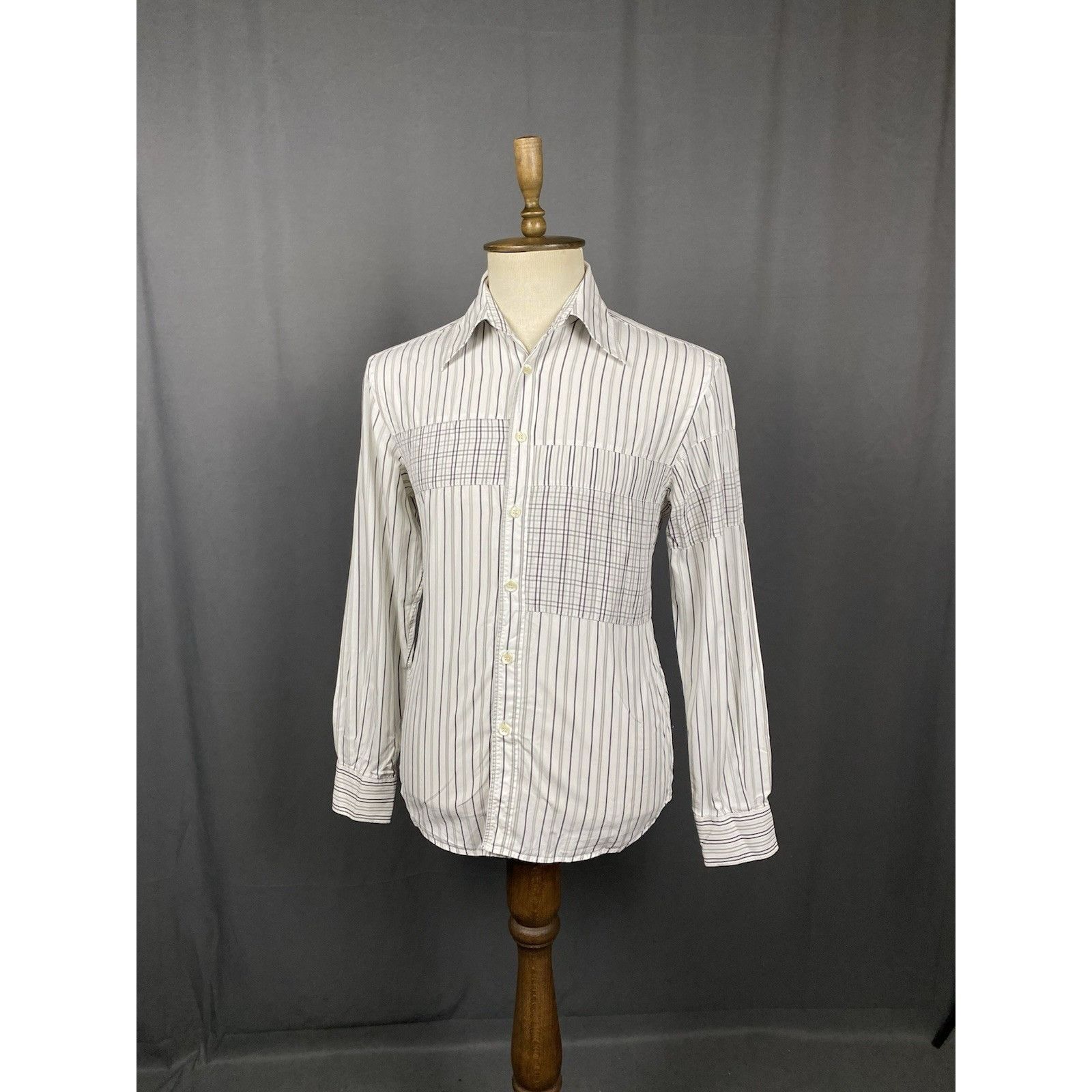 Dolce & Gabbana Dolce&Gabbana Men's Vintage White Blue Striped Longsleeve Sh Size US M / EU 48-50 / 2 - 2 Thumbnail