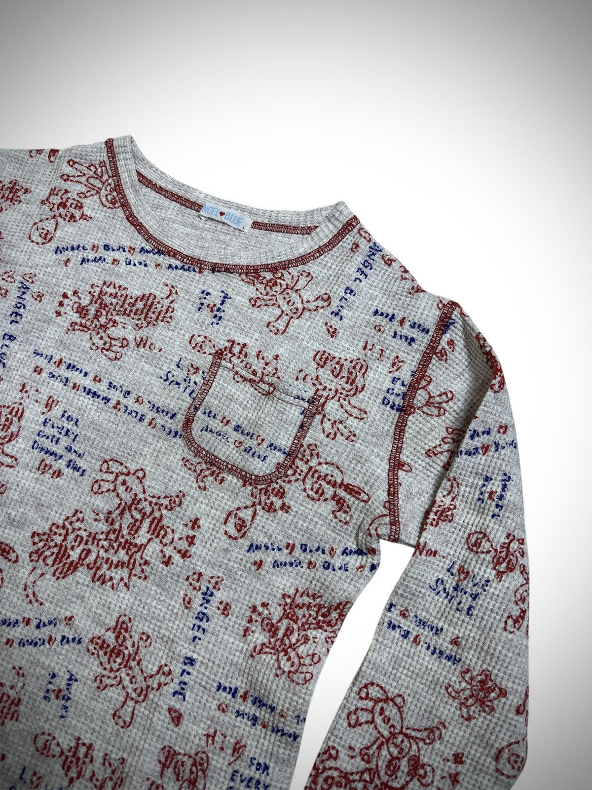 Hysteric Glamour 2000’s Angel Blue - Doodle Print Waffle T-Shirt Size XS / US 0-2 / IT 36-38 - 3 Thumbnail