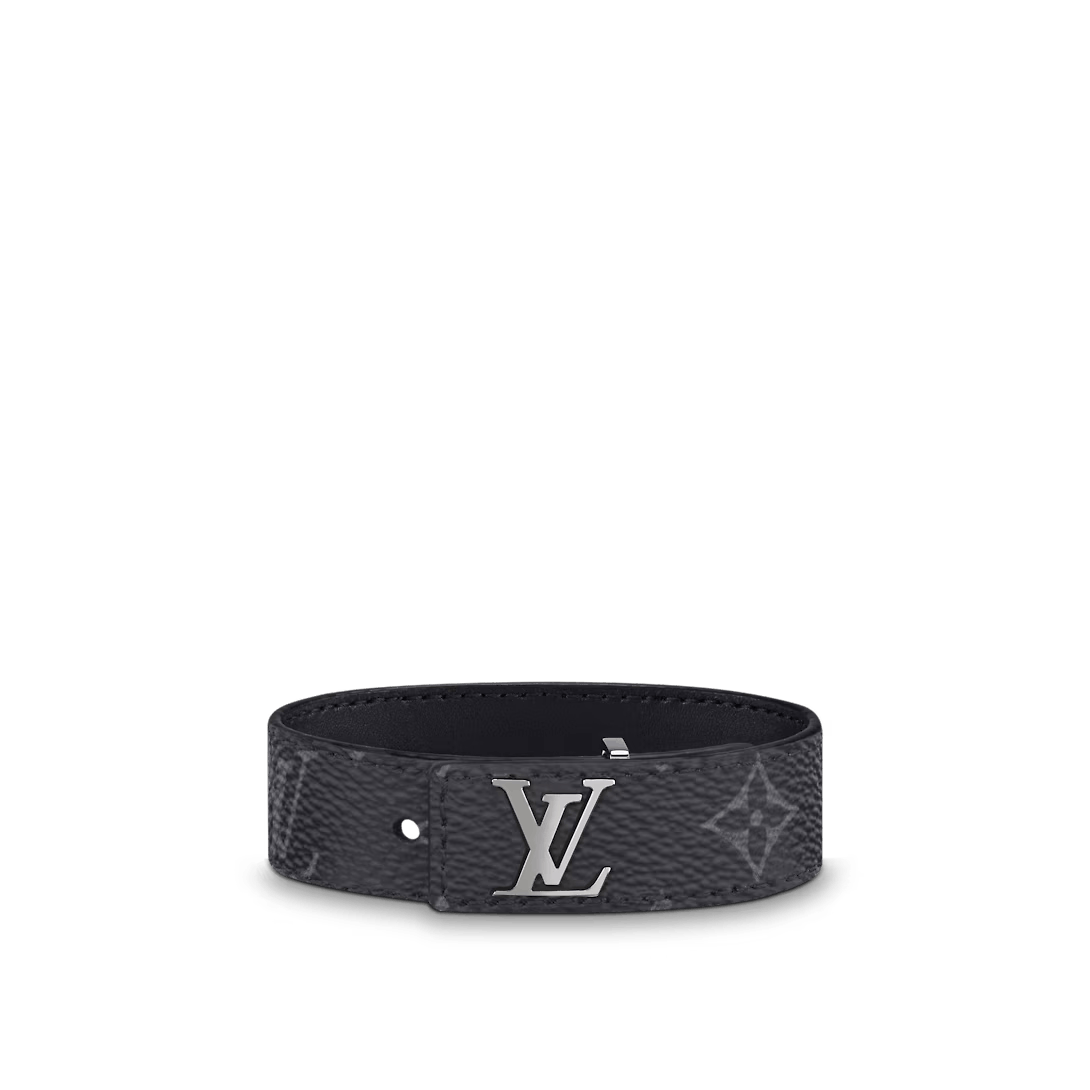 Pre-owned Bead Bracelet X Louis Vuitton Bracelet Chain Monogram Silver Lv Logo M6456d In Black