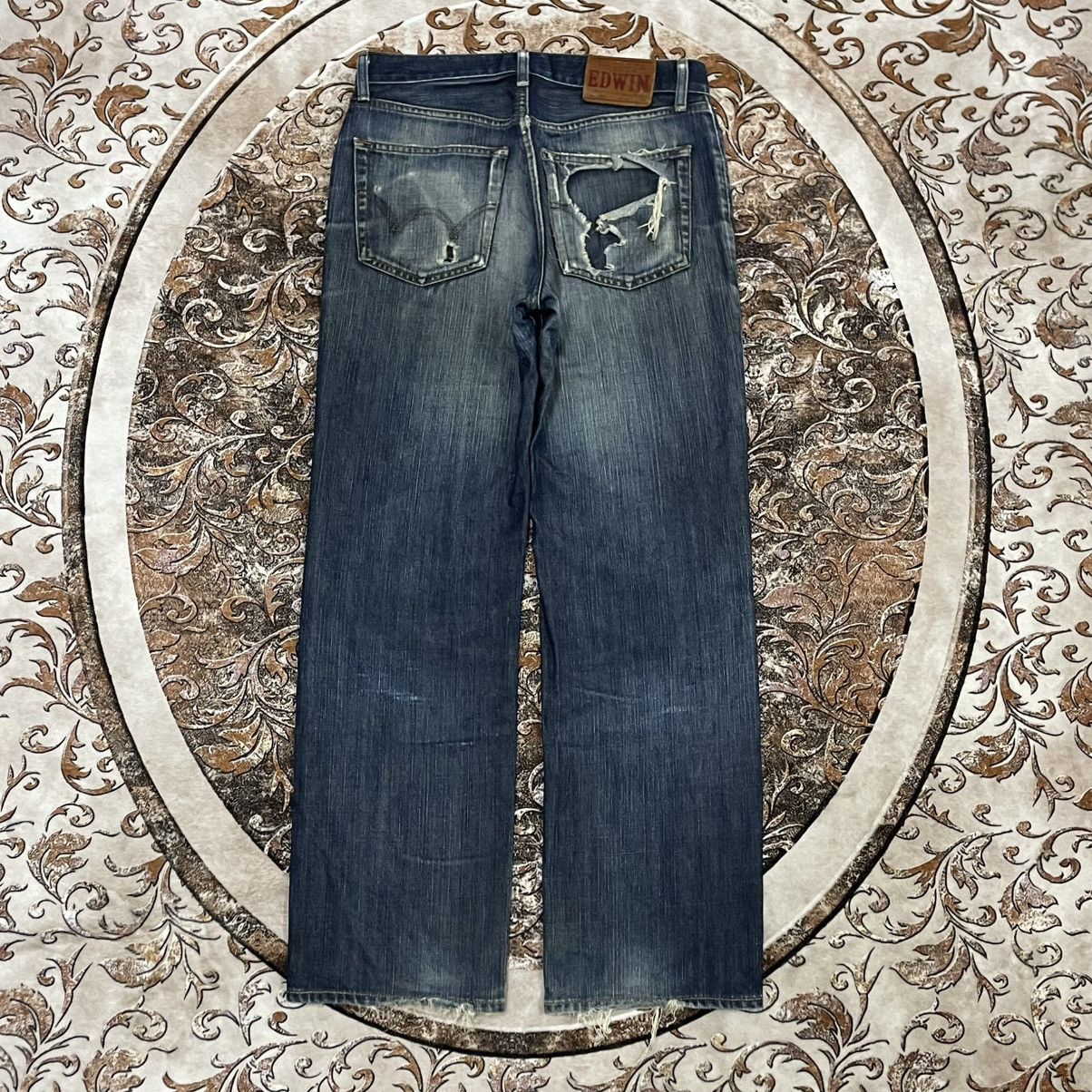Edwin 🔥Vintage Edwin 503 Stoned Washed Ripped Distress Denim Jeans Size US 31 - 4 Thumbnail