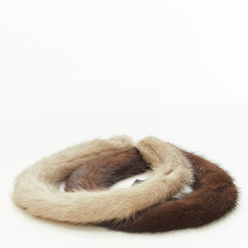 Other ALEXANDER ZOUARI 2X brown natural grey mink fur headband Size ONE SIZE - 1 Thumbnail