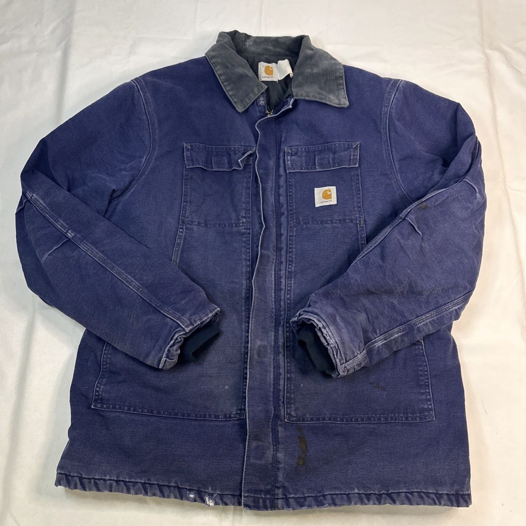 Carhartt VINTAGE Carhartt Union Made Canvas Duck Work Jacket XXL Blue Distressed 90s Classic Outdoor Farm Work Men C26BLU Size US XXL / EU 58 / 5 - 2 Thumbnail