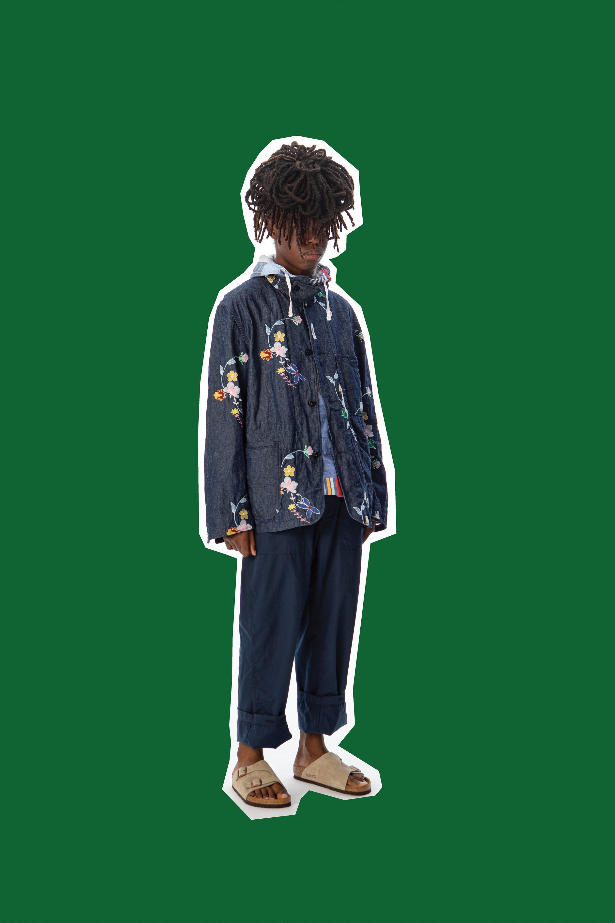 Engineered Garments INDIGO DENIM FLORAL EMBROIDERY WORK JACKET Size US L / EU 52-54 / 3 - 5 Thumbnail