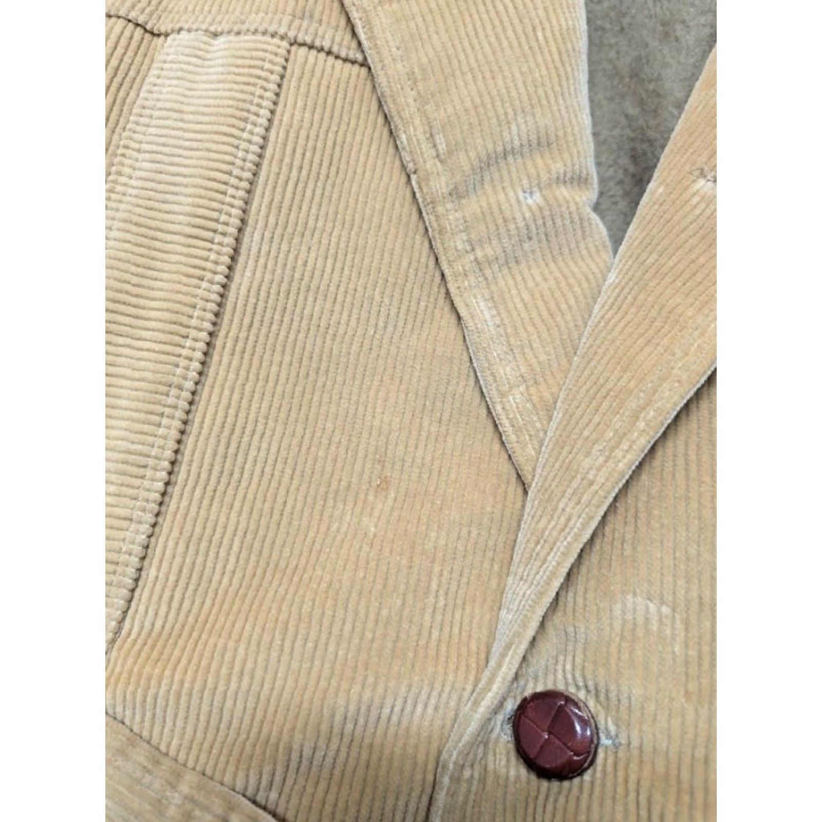 Vintage VINTAGE Campus Corduroy Coat - USA Made Belted Jacket Blazer - Mens M Brown 40 Chest 22" Pit - Golden Brown Overcoat Style Size 40R - 7 Thumbnail