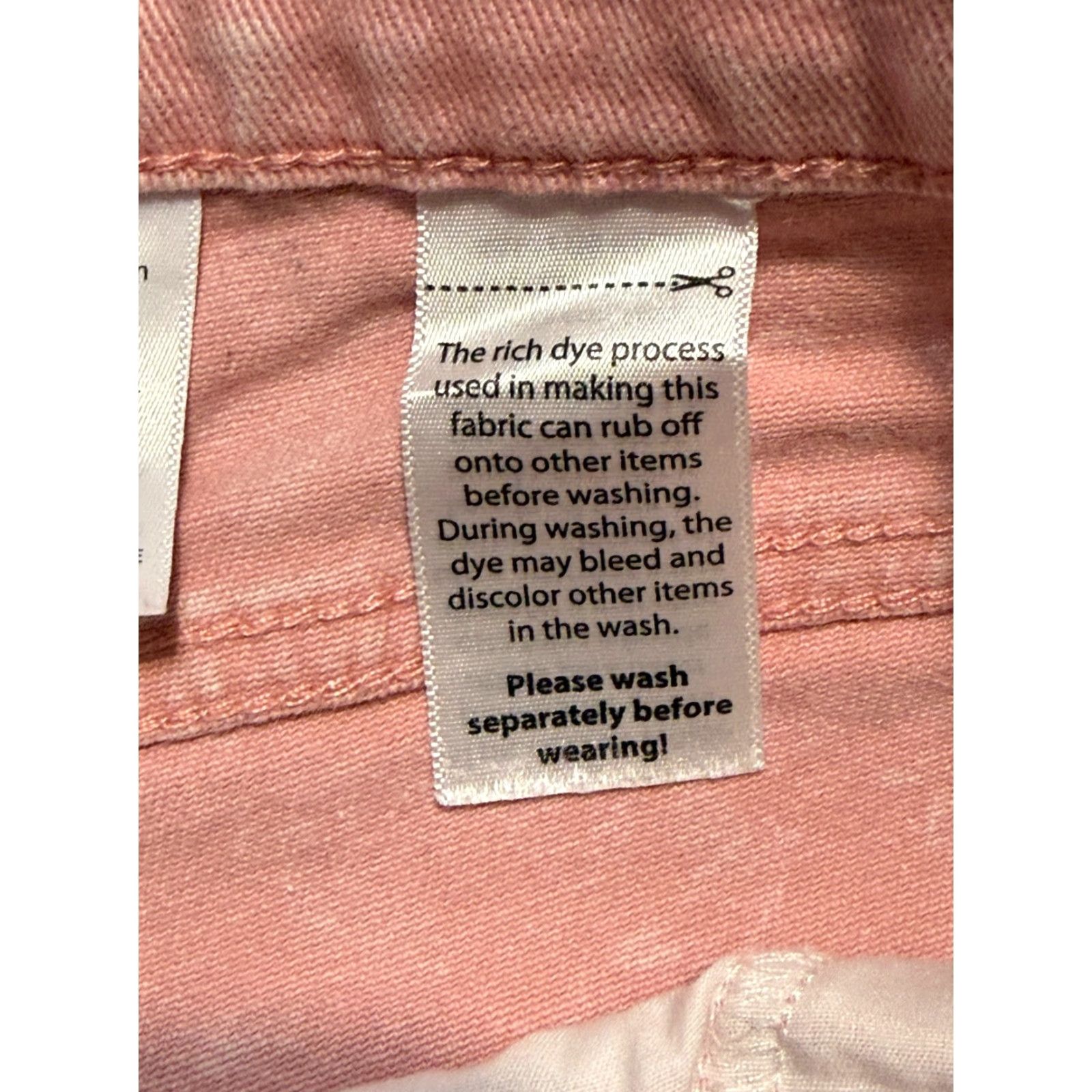 Vintage Time & Tru Jeans Women's 18 Pink Light Wash Raw Hem Straight Button Fly Jeans Size 40" / US 18 - 7 Thumbnail