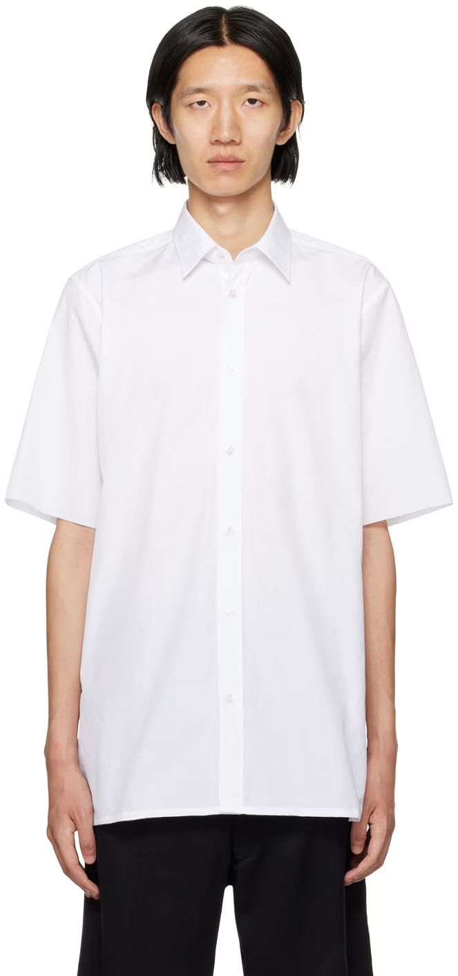 Maison Margiela o1y1124 Short Sleeves Vented Shirt In White Size US M / EU 48-50 / 2 - 1 Thumbnail