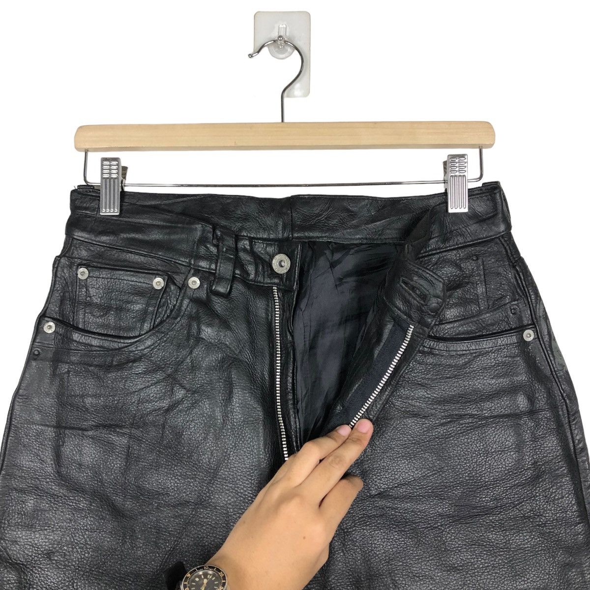 Genuine Leather Black 90s Genuine Leather Pants GGG Pour Homme Issey Miyake Size US 28 / EU 44 - 9 Thumbnail