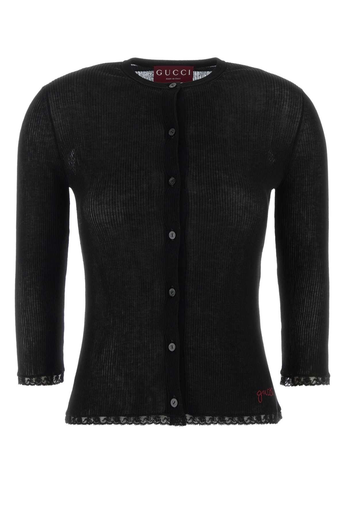 Gucci Black Cotton Cardigan Size S / US 4 / IT 40 - 1 Thumbnail