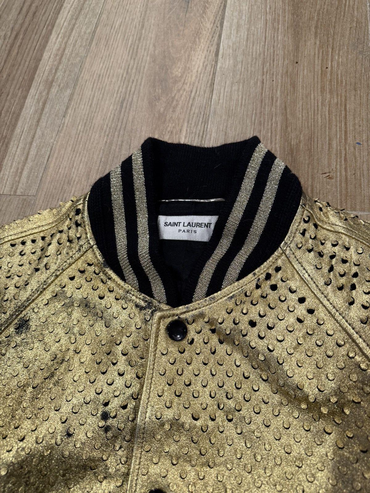 Saint Laurent Paris Saint Laurent Perforated Gold Teddy Jacket Size US M / EU 48-50 / 2 - 4 Thumbnail