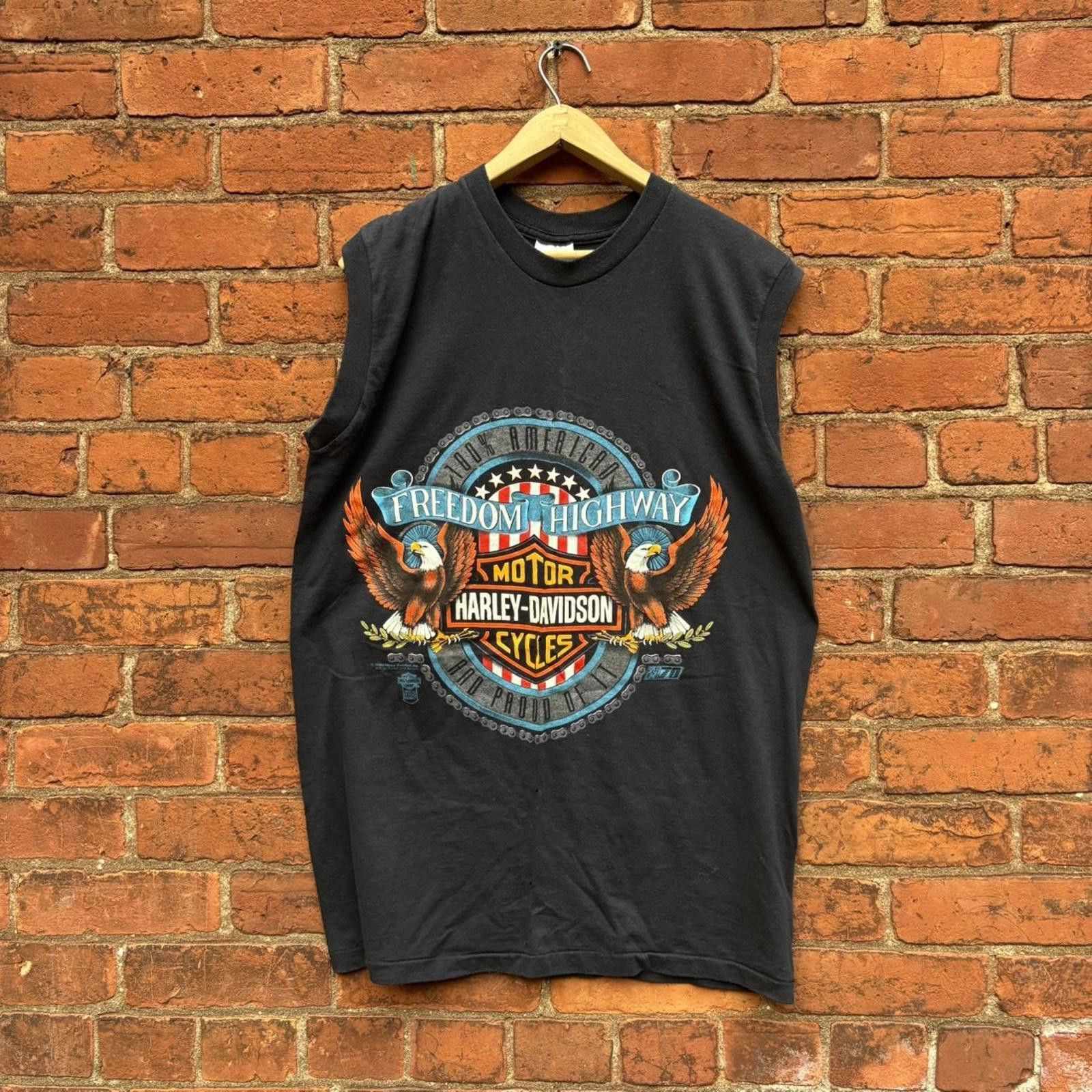 Harley Davidson Vintage Harley Davidson freedom highway tank top 1990 L Size US L / EU 52-54 / 3 - 1 Thumbnail