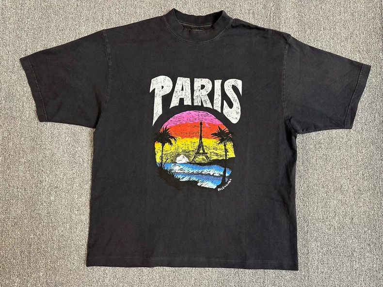Balenciaga SS 24 Sunset Beach Paris Tower Graffiti Black Sh