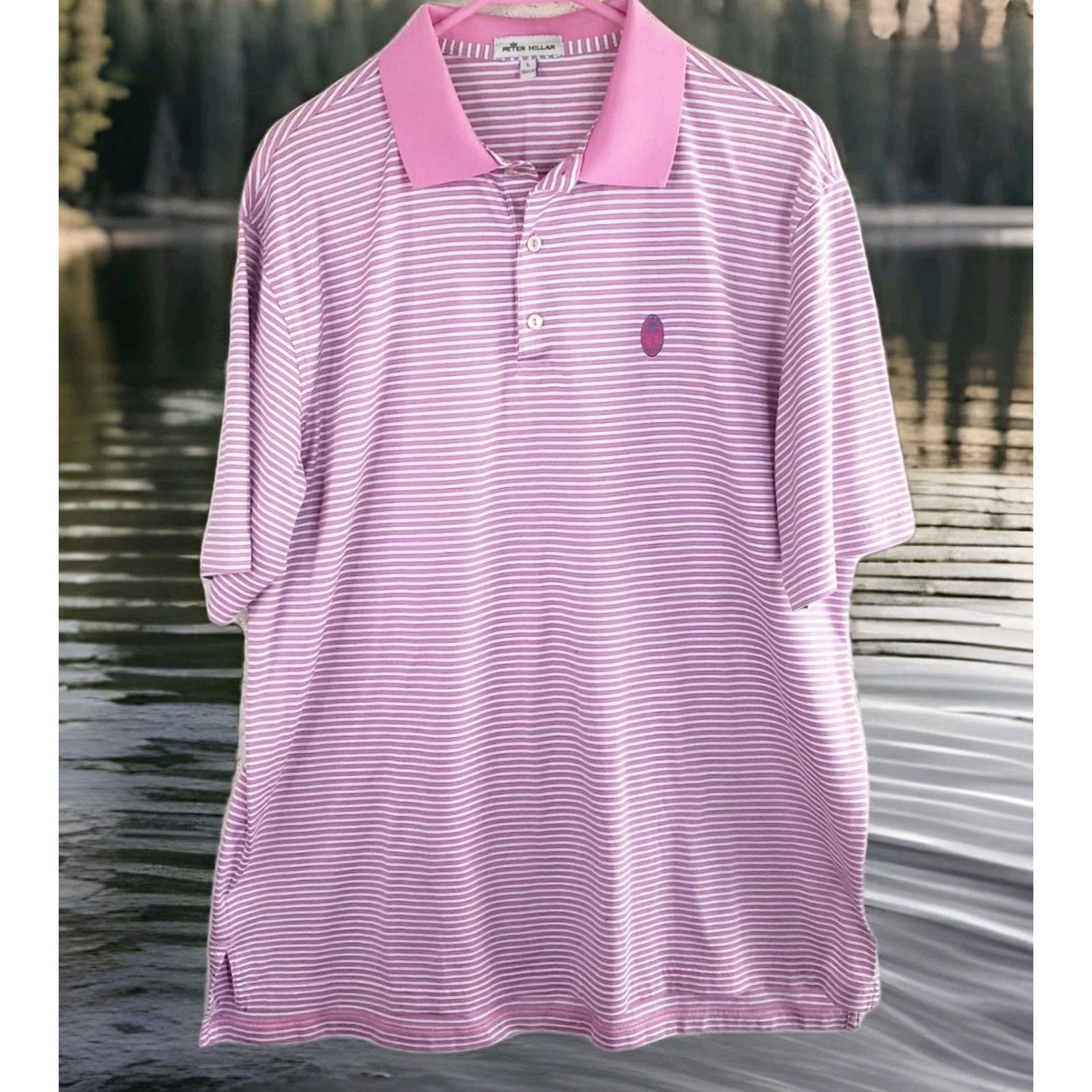 Peter Millar Peter Millar Polo Shirt Mens L Pink Striped Logo 100% Cotton Golf Casual Shirt Ladies? Size US L / EU 52-54 / 3 - 2 Thumbnail