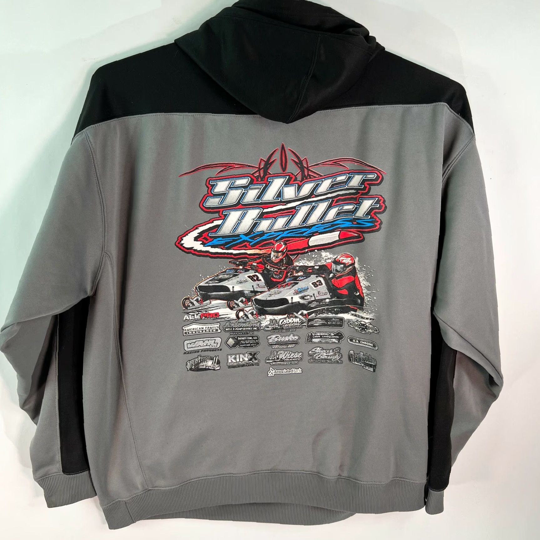 Vintage VINTAGE J. America Hoodie Mens Hooded Gray Graphic 82 83 Silver Bullet XXL Long Sleeve Pullover Pockets Size US XXL / EU 58 / 5 - 5 Thumbnail