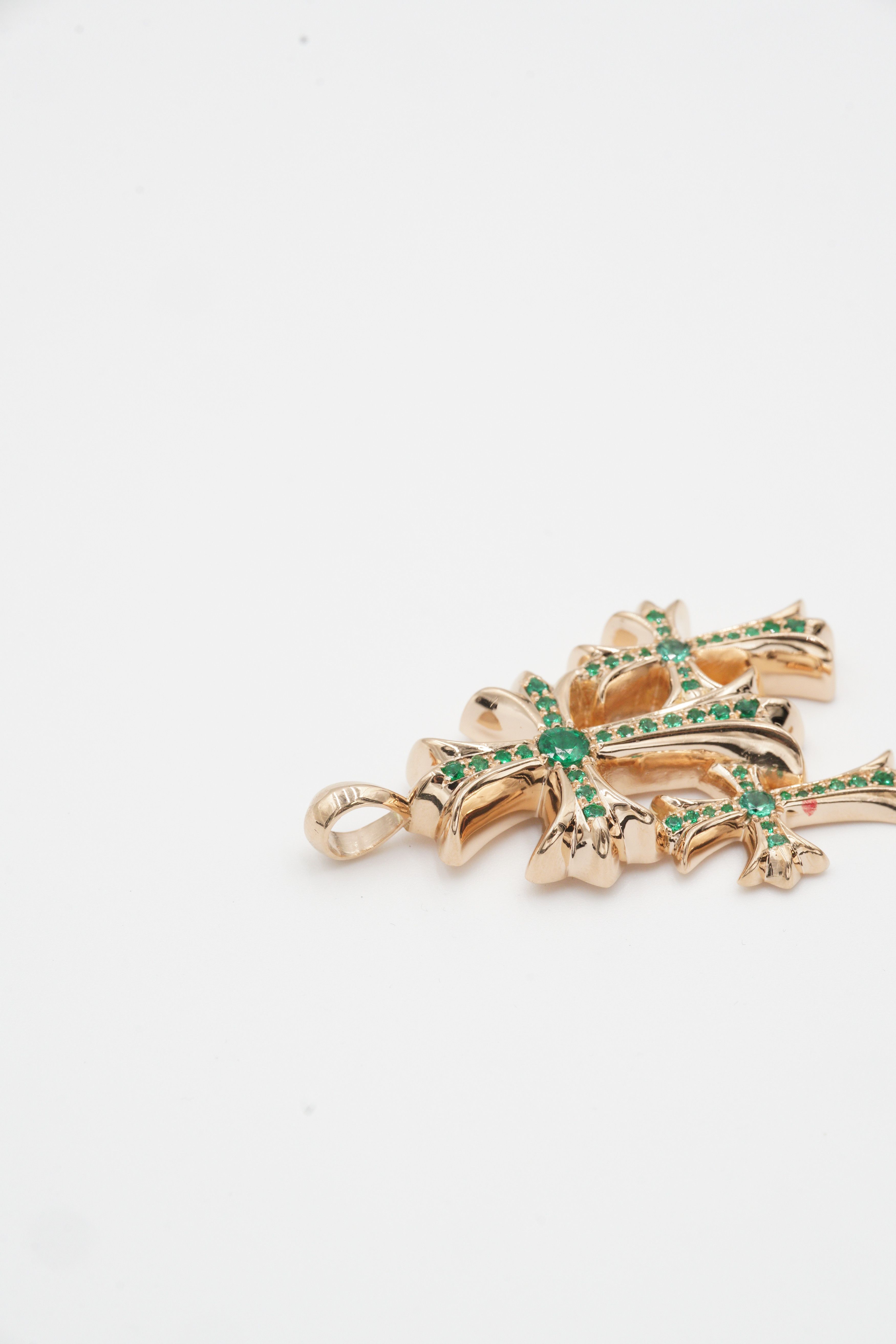 Chrome Hearts Chrome Hearts 22k Emerald Triple Cross Pendant Size ONE SIZE - 7 Thumbnail