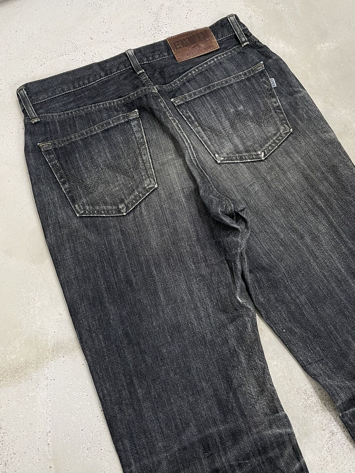 Edwin × Japanese Brand Edwin 403 International Basic Black Washed Distressed Denim Size US 32 / EU 48 - 10 Thumbnail