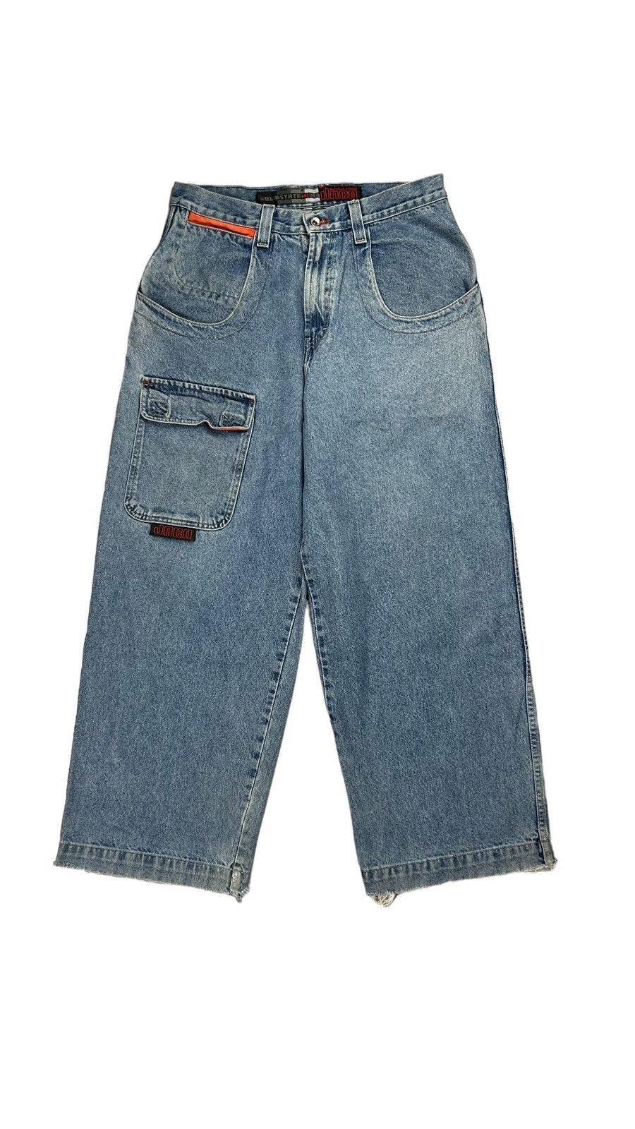 image of Archival Clothing x Jnco Super Y2K Jnco Solid State 313 Cd Baggy Cargo Jeans in Blue (Size 33)