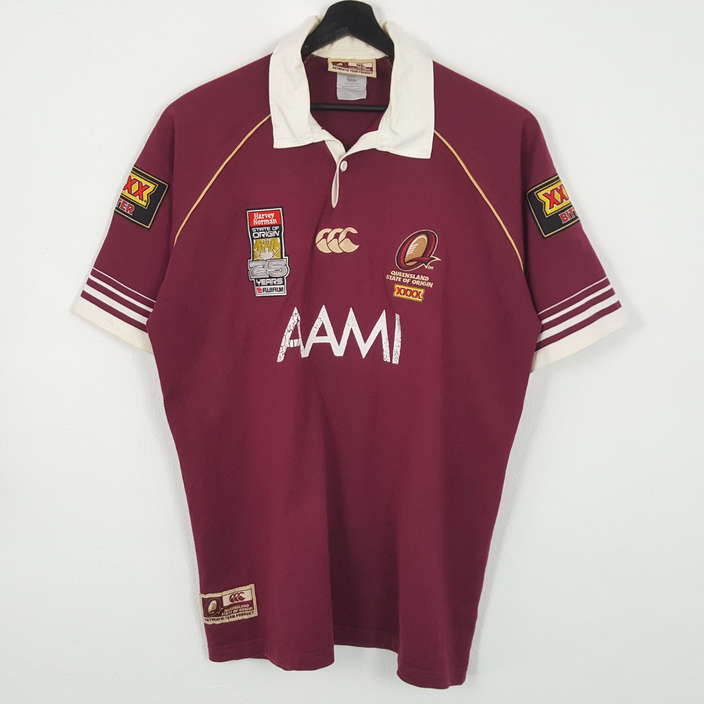 image of Canterbury Of New Zealand x Vintage Canterburry Queensland Polos Rugby Style in Maroon (Size 2XL)