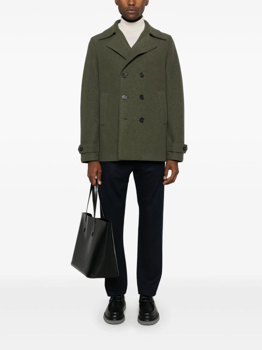 Harris Wharf London o1s22i1n1024 Double-Breasted Wool Coat in Green Size US L / EU 52-54 / 3 - 2 Thumbnail