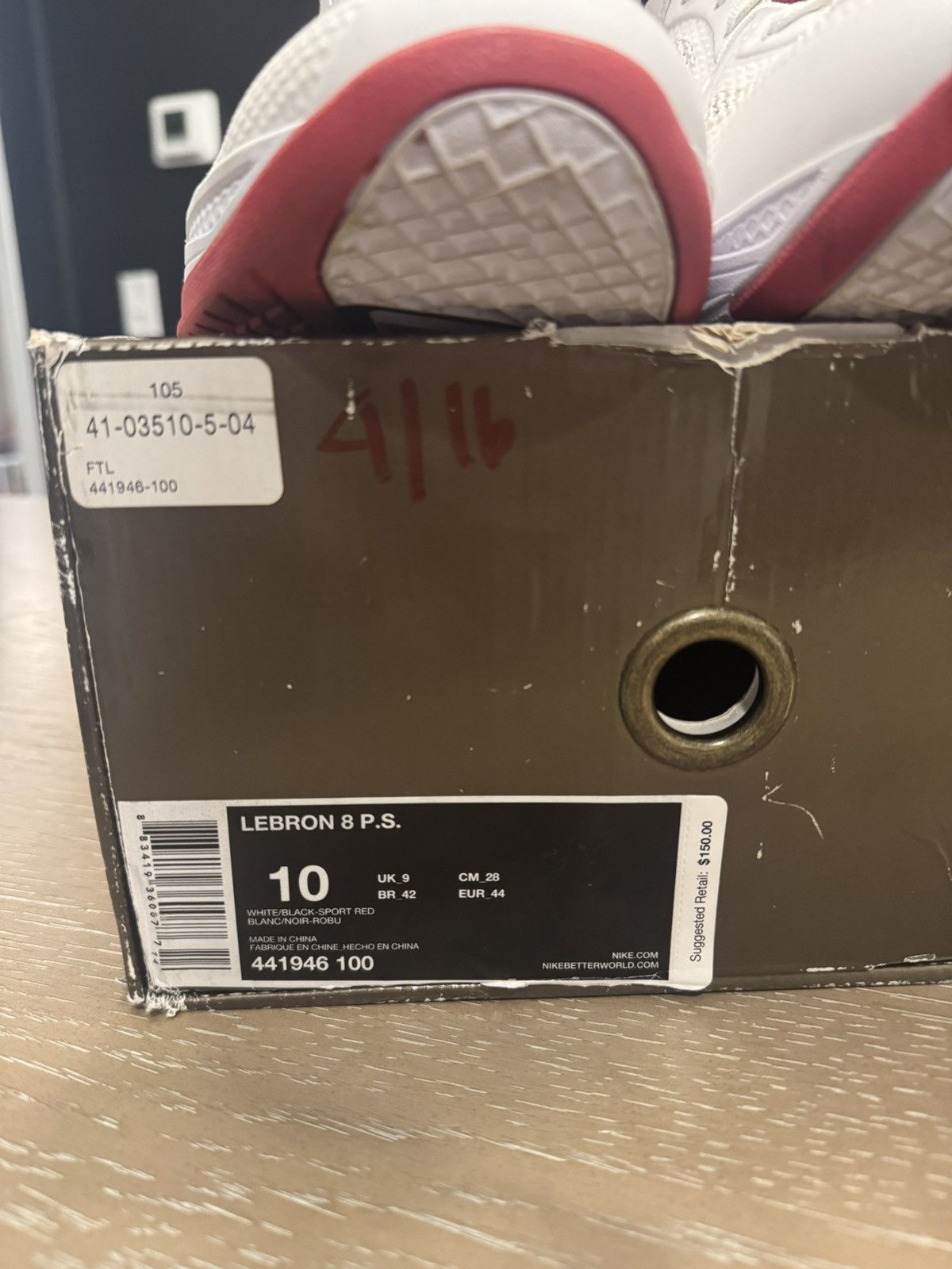 Nike Lebron 8 P.S. VIII White Sport Red Size US 10 / EU 43 - 9 Thumbnail