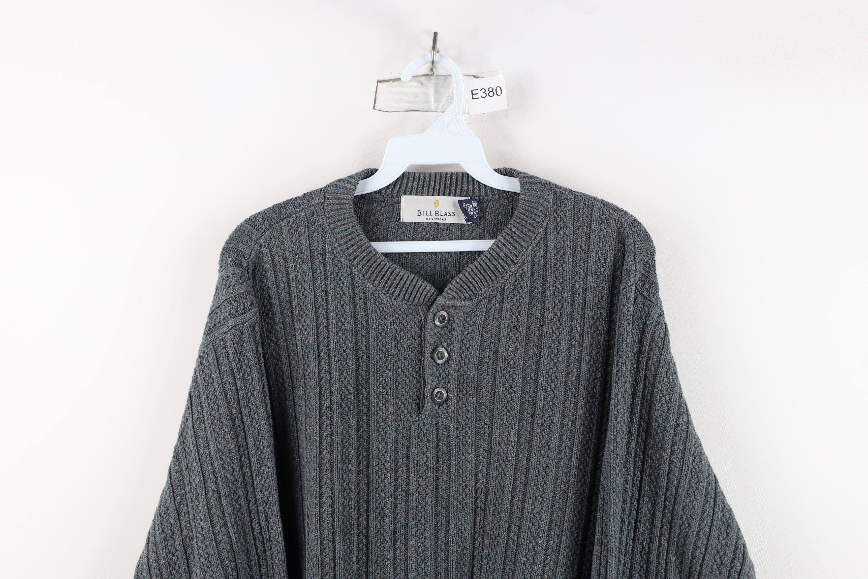 Vintage Vintage 90s Streetwear Framed Ribbed Knit Henley Sweater USA Size US M / EU 48-50 / 2 - 2 Thumbnail