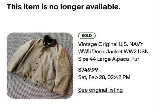 Vintage Vintage 50s US NAVY WW2 Issue N1 Deck Jacket Alpaca Fur Size US L / EU 52-54 / 3 - 12 Thumbnail