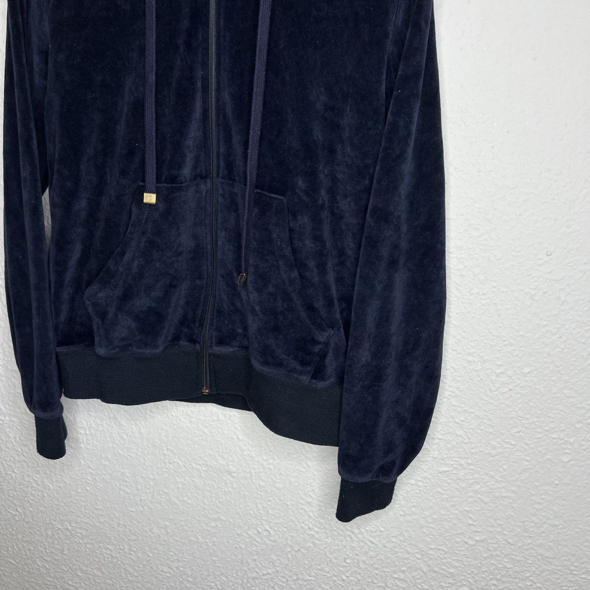 Juicy Couture × Vintage Juicy Couture Black Label Velour Hoodie Navy Big Logo Size M / US 6-8 / IT 42-44 - 3 Thumbnail