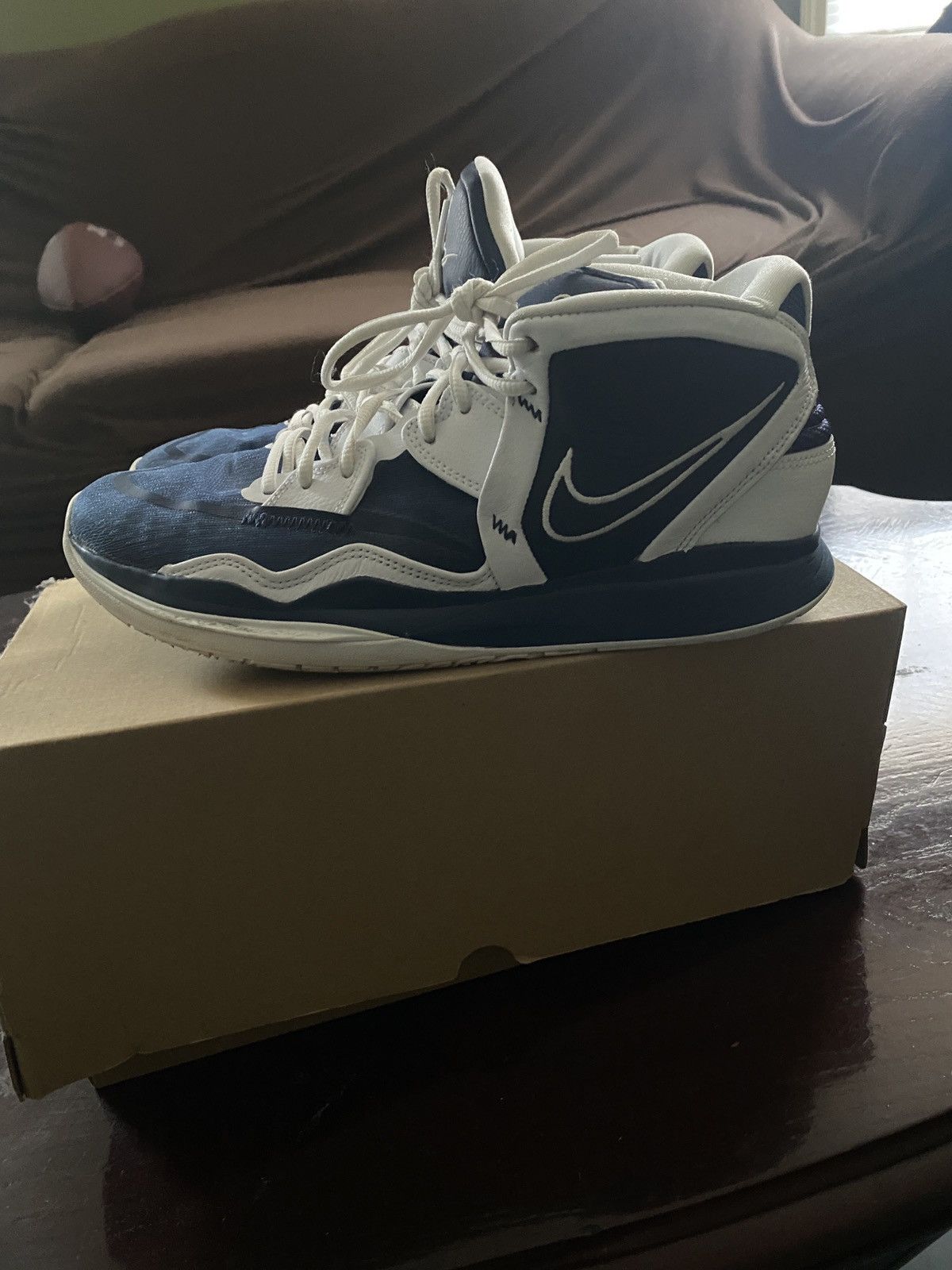 image of Nike Kyrie 8 Infinity Navy Blue Shoes in White/Blue, Men's (Size 11)