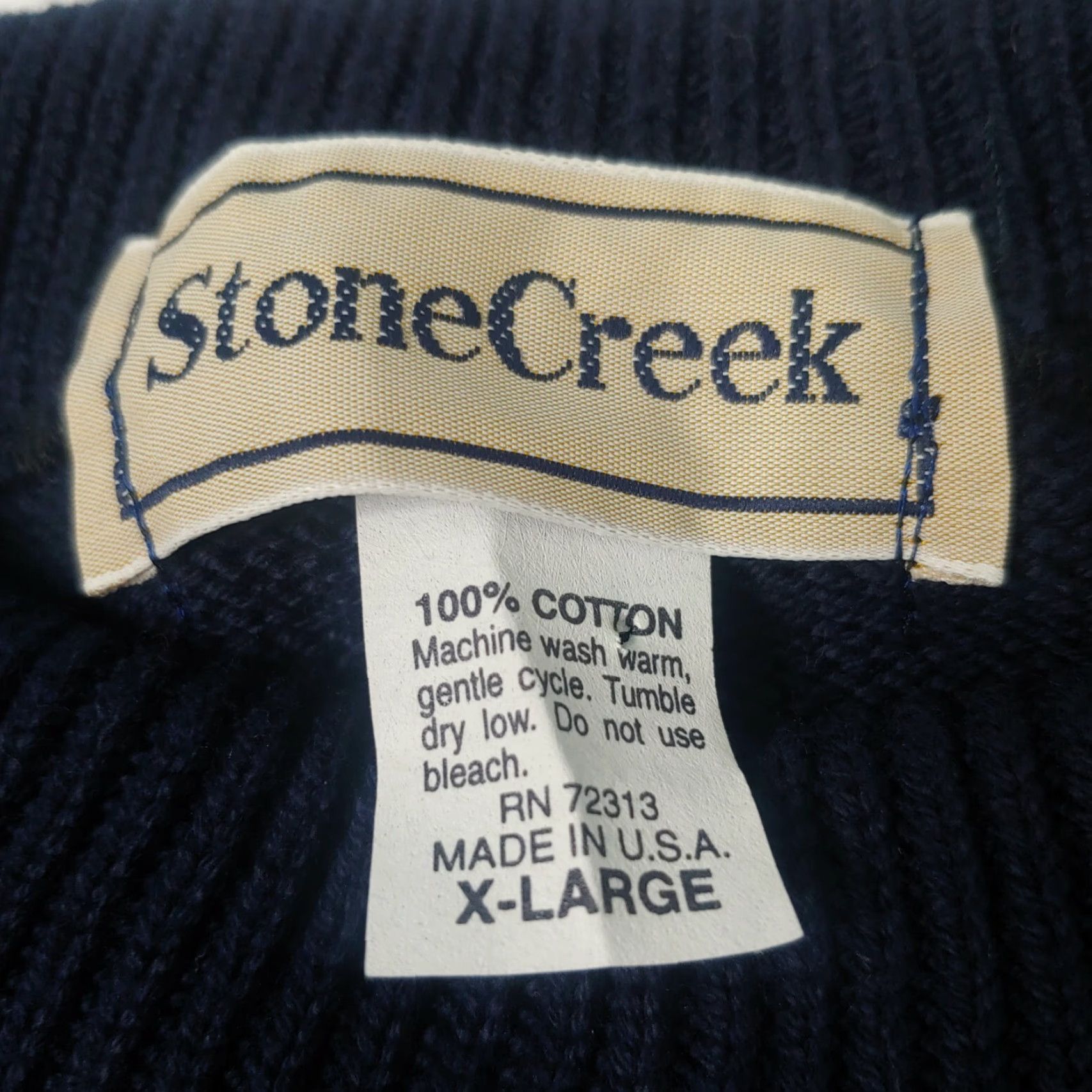 Vintage VINTAGE The Boss Snowplow Sweater Stone Creek XL Pullover Navy Blue Workwear Embroidered Logo Men Size US XL / EU 56 / 4 - 4 Thumbnail
