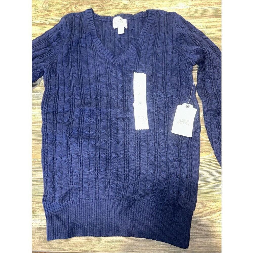 St. Johns Bay St Johns Bay Women Sweater Navy Knit Long Sleeve V Neck. 10 Size S / US 4 / IT 40 - 1 Thumbnail