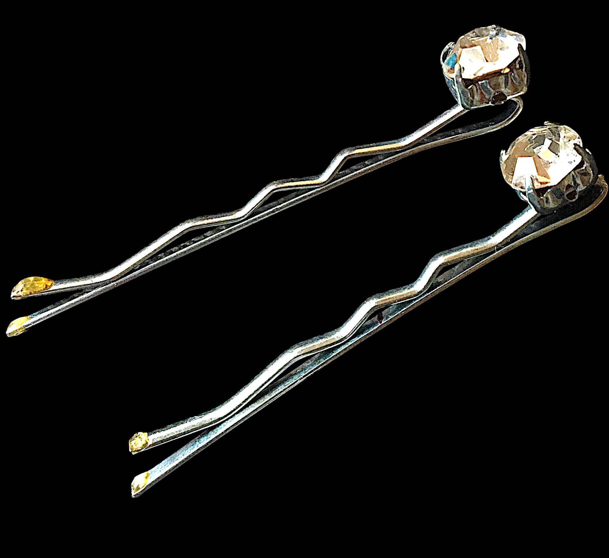 Other Antique Silver-Tone Hairpins with Faceted Rhinestones Size ONE SIZE - 4 Thumbnail
