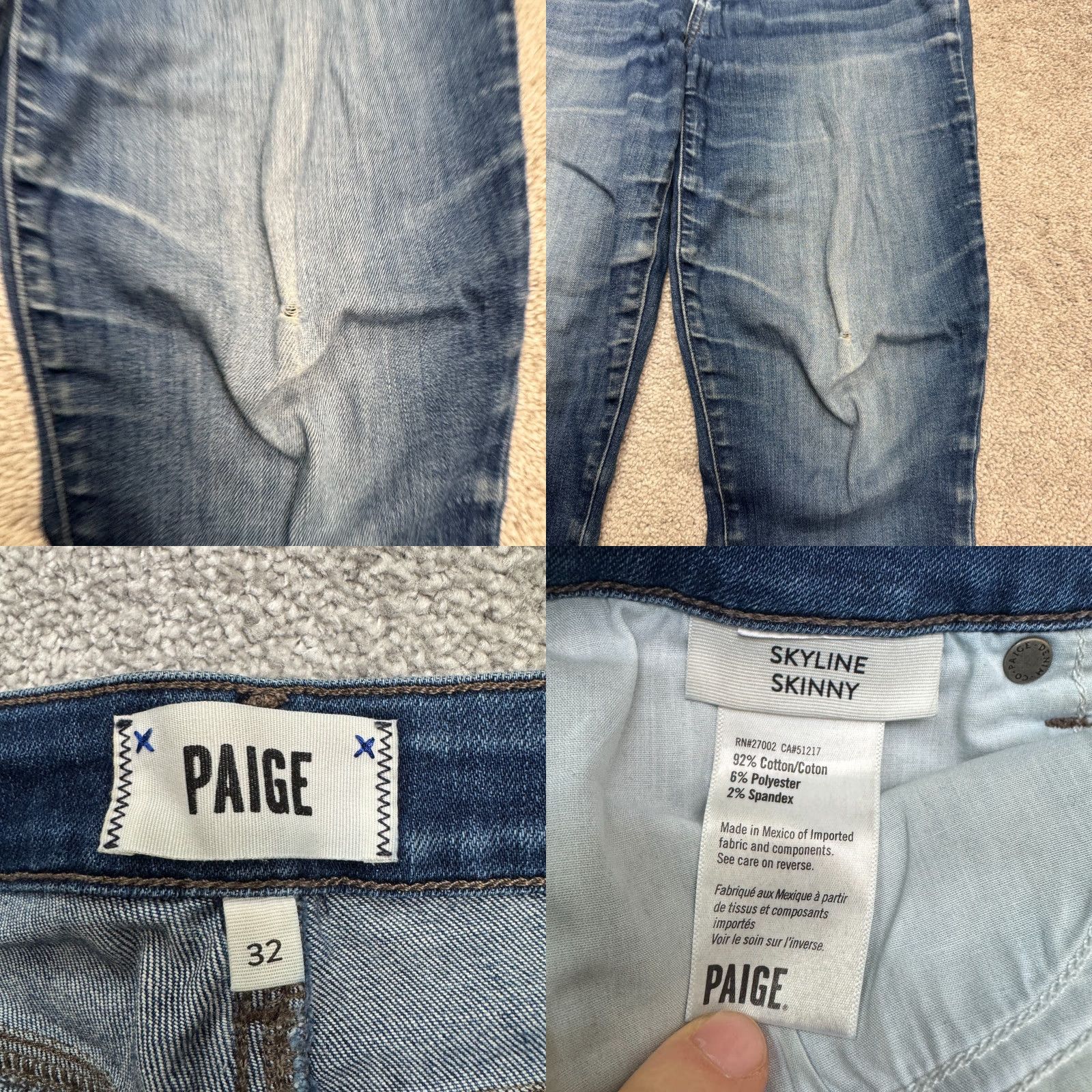 Paige Paige Skyline Jeans Womens 32 Blue Denim 5-Pocket Stretch Skinny Regular Size 24" / US 00 / IT 34 - 8 Thumbnail