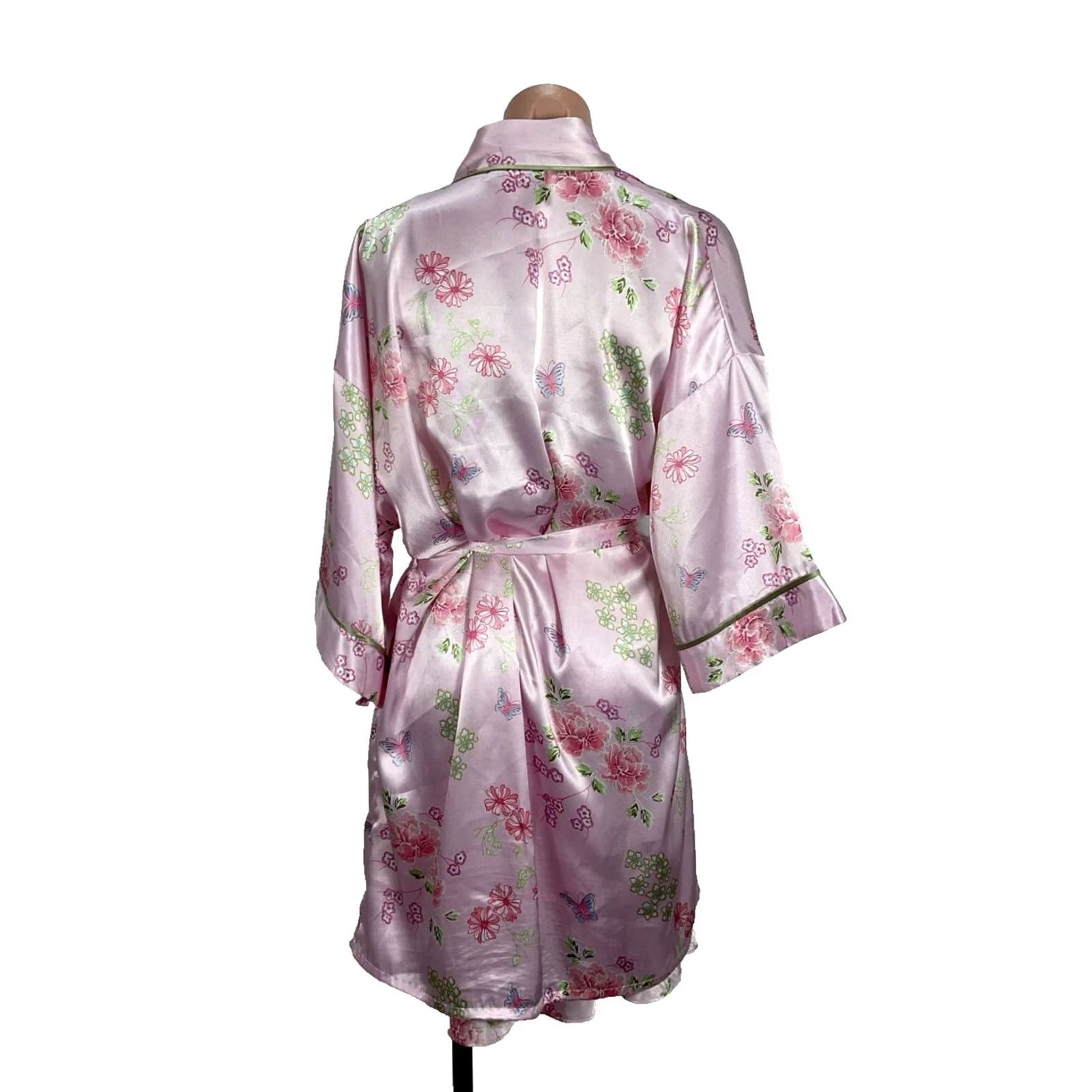 Vintage VINTAGE SUSSAN LINGERIE Nightie Sleepwear Gown Silky Pink Shiny Robe Peignoir 2pc Set M Womens Size ONE SIZE - 2 Thumbnail