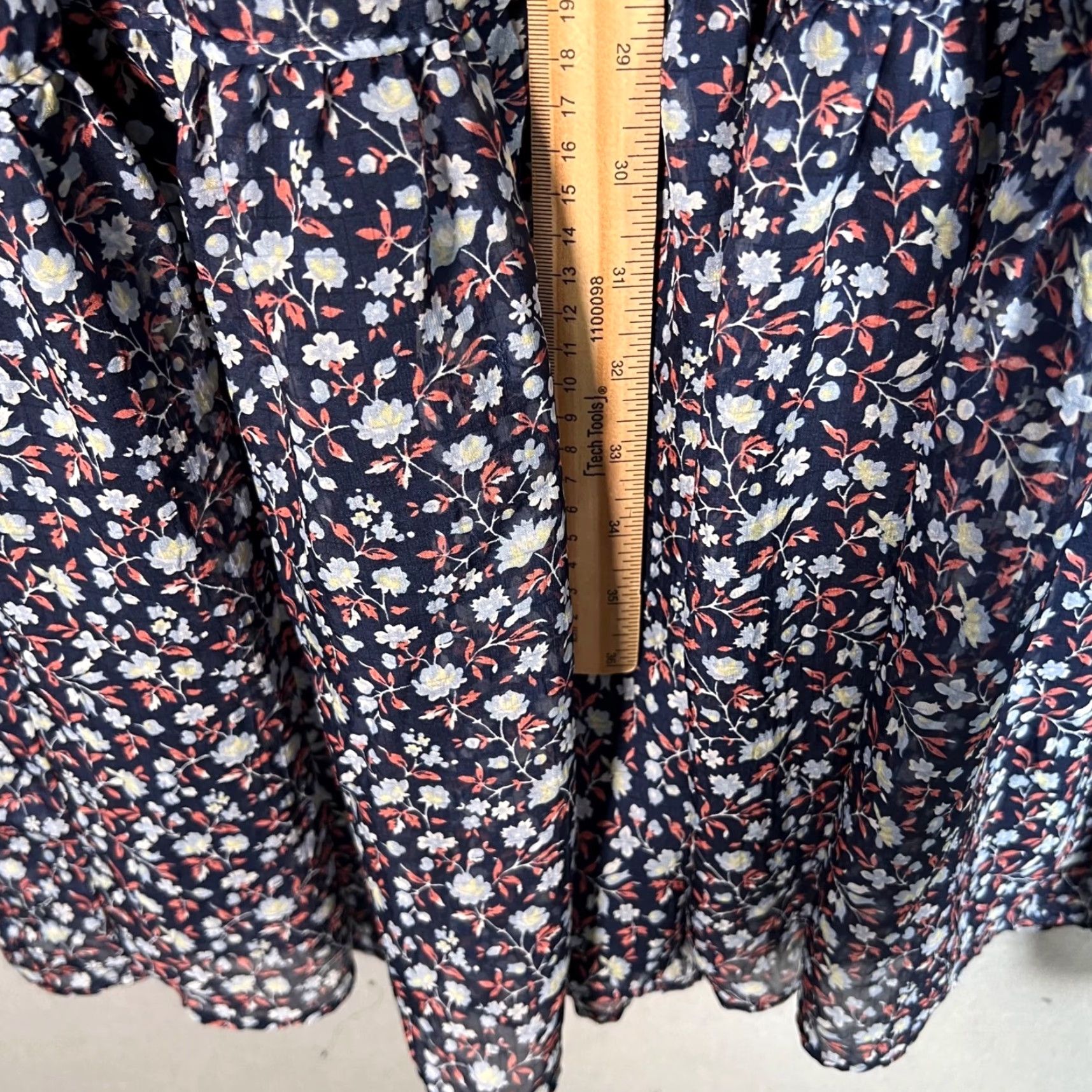Madewell VINTAGE Madewell Womens XS Floral Print V-Neck Midi Dress Long Sleeve Tiered Skirt Size XS / US 0-2 / IT 36-38 - 7 Thumbnail