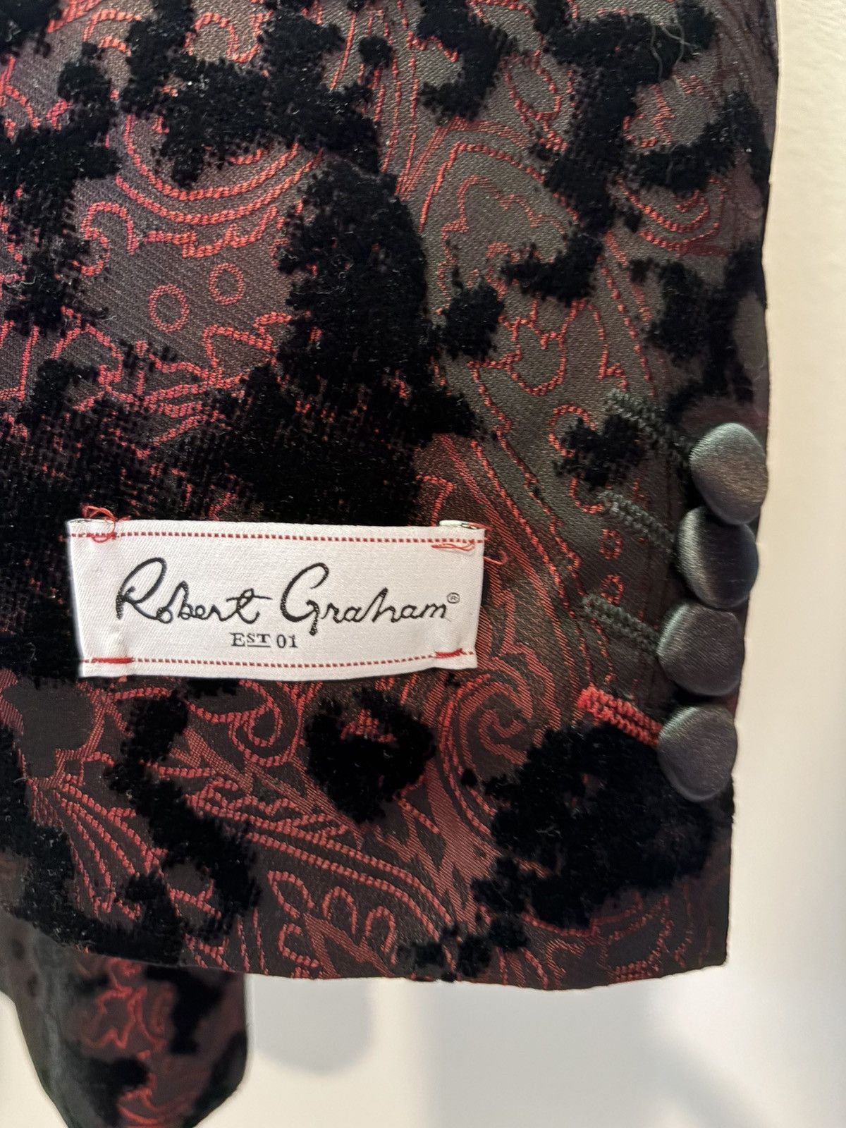 Robert Graham New Robert Graham Paisley Black/Red Dinner Jacket (48R) Size 48R - 5 Thumbnail