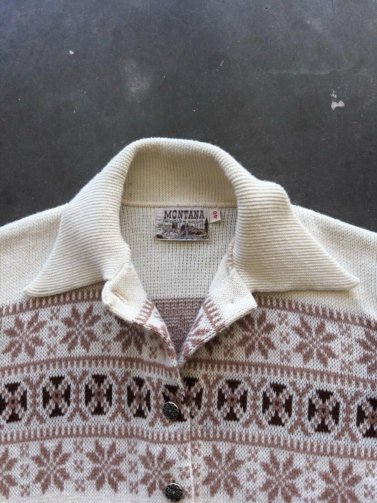 Vintage Vintage 70s 80s Montana Woolen Shop Button Up Sweater Sz 40 Size M / US 6-8 / IT 42-44 - 5 Thumbnail