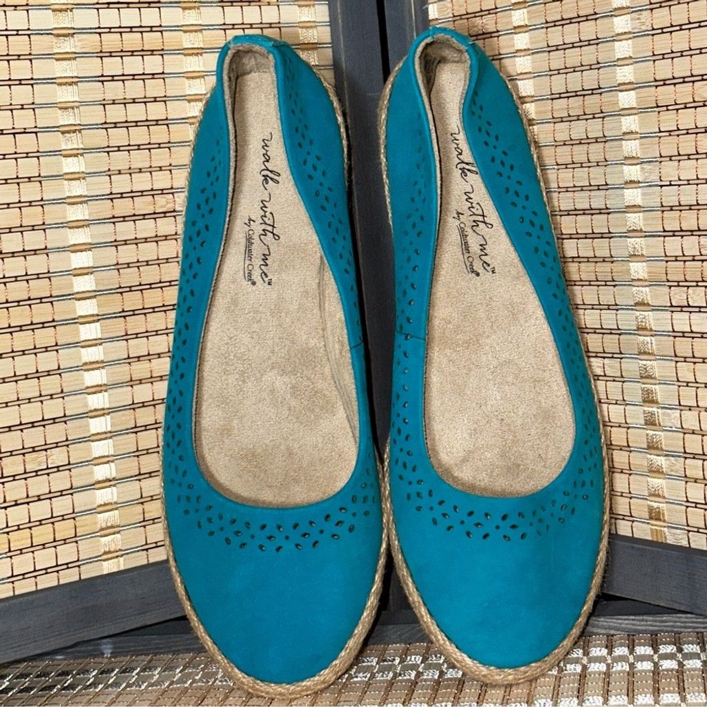 Coldwater Creek Walk With Me by Coldwater Creek Turquoise Espadrilles Wedges Size US 8.5 / IT 38.5 - 1 Thumbnail
