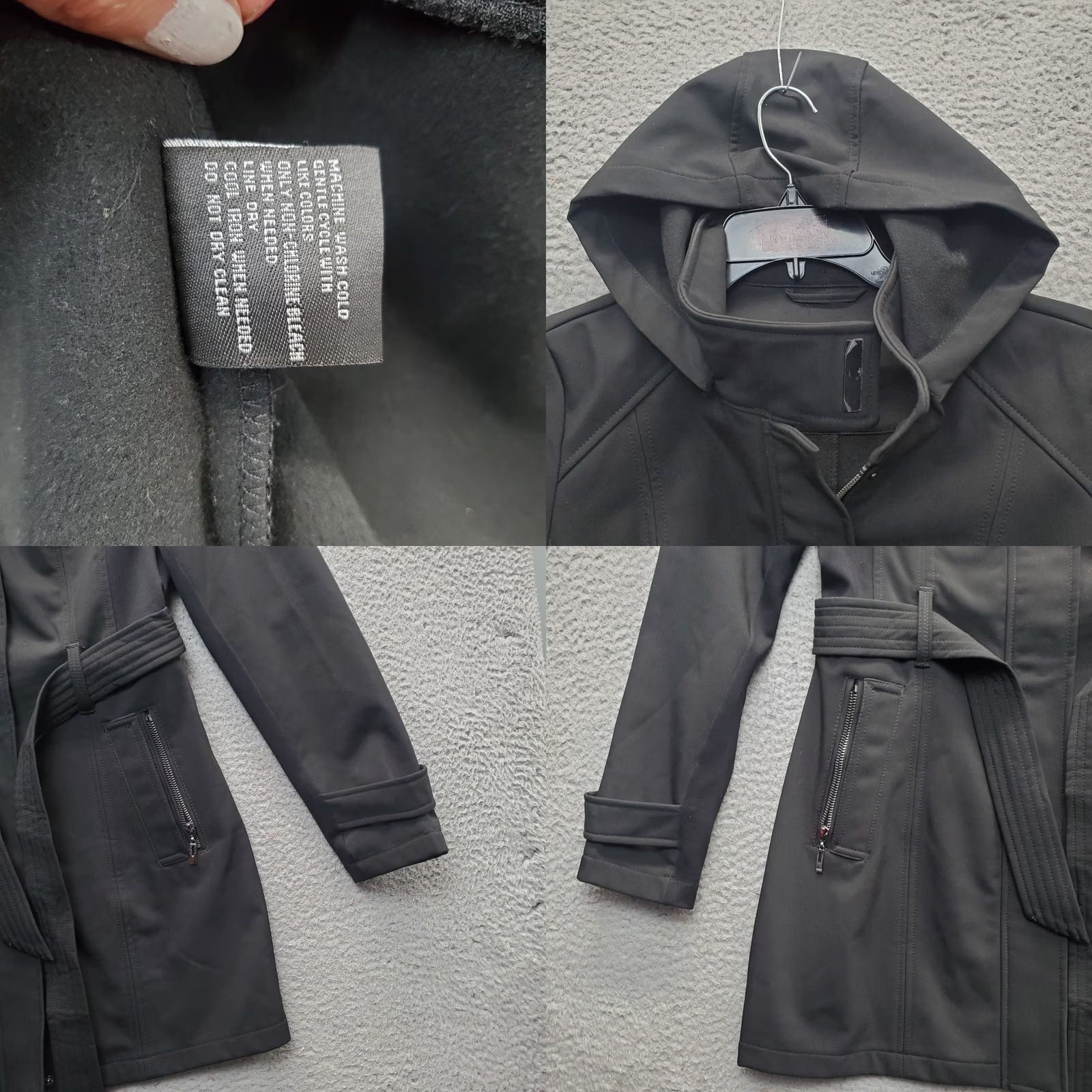 Vintage Sebby Coat Womens M Black Collection Trench Water Resistant Windproof Zip EUC Size M / US 6-8 / IT 42-44 - 8 Thumbnail