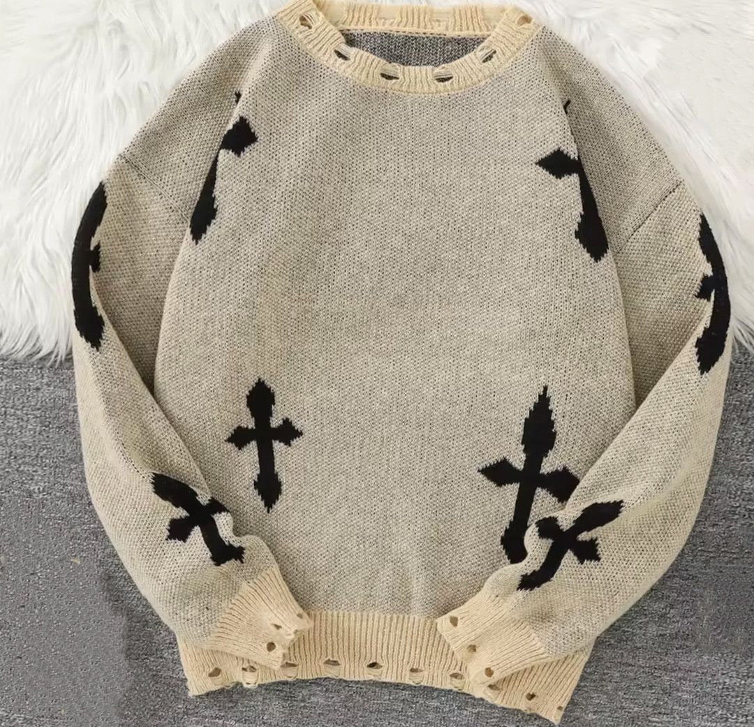 Japanese Brand Abstract Starry Sky Cross Sweater Jacquard Knit Sweatshirt Size US XL / EU 56 / 4 - 1 Thumbnail