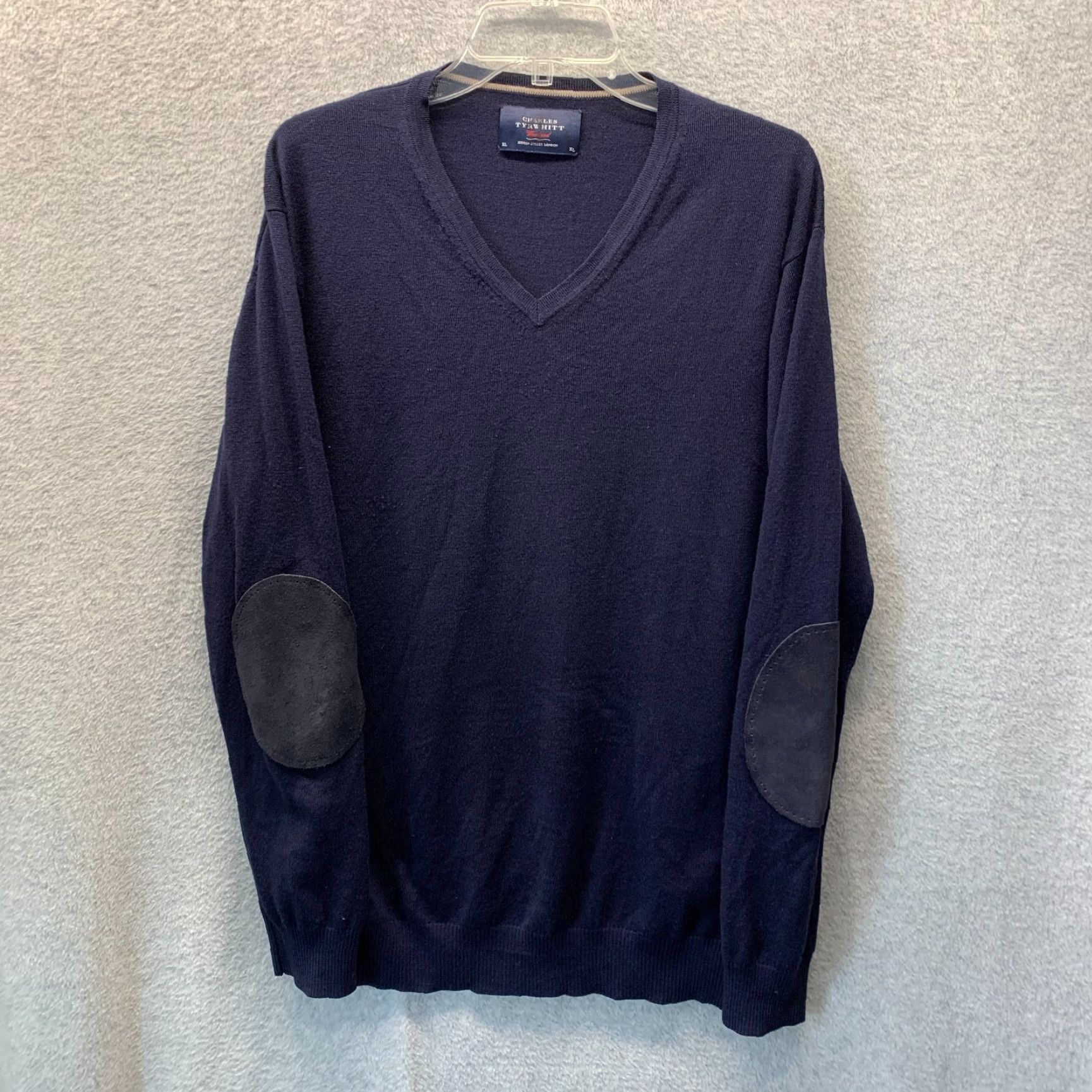 Charles Tyrwhitt Charles Tyrwhitt Sweater XL Blue Wool Knit V-Neck Pullover Casual Mens Shirt? Size US XL / EU 56 / 4 - 2 Thumbnail