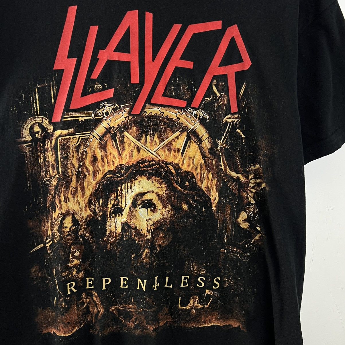 Band Tees Vintage Slayer Jesus Two Sides Logo Rock Band T-Shirt Size US XL / EU 56 / 4 - 4 Thumbnail