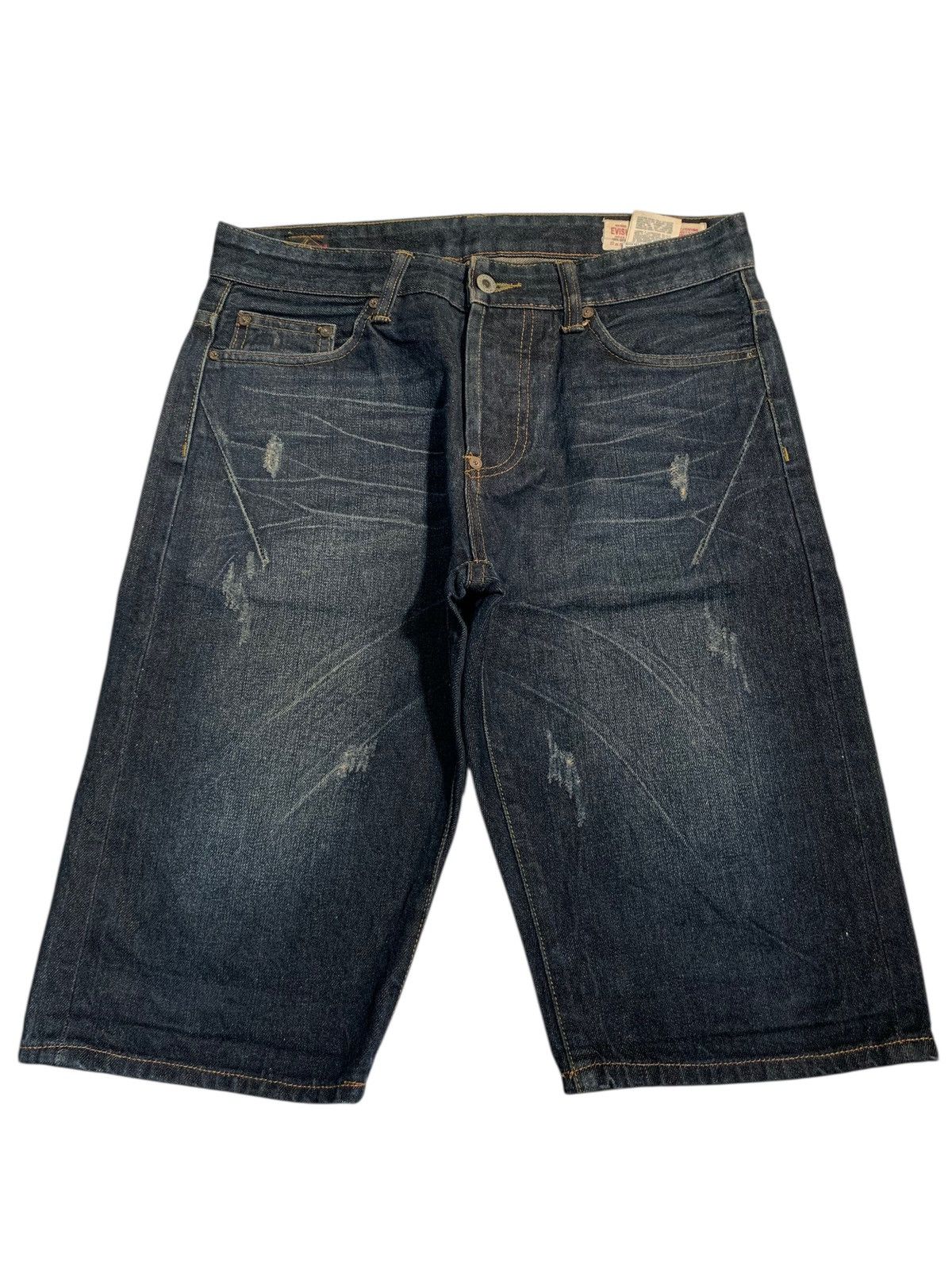 Evisu EVISU SEAGULL SELVEDGE 13OZ BUTTON FLY SHORT DENIM Size US 33 - 7 Thumbnail