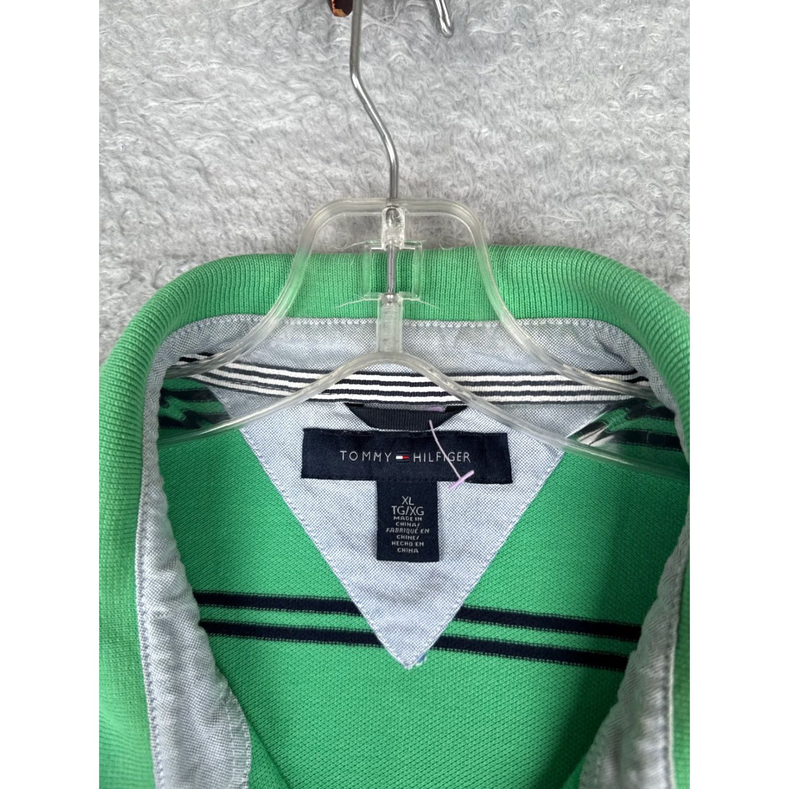 Tommy Hilfiger Tommy Hilfiger Polo Shirt Men XL Green Stripe Cotton Short Sleeve Slim Fit Shirt Size US XL / EU 56 / 4 - 7 Thumbnail