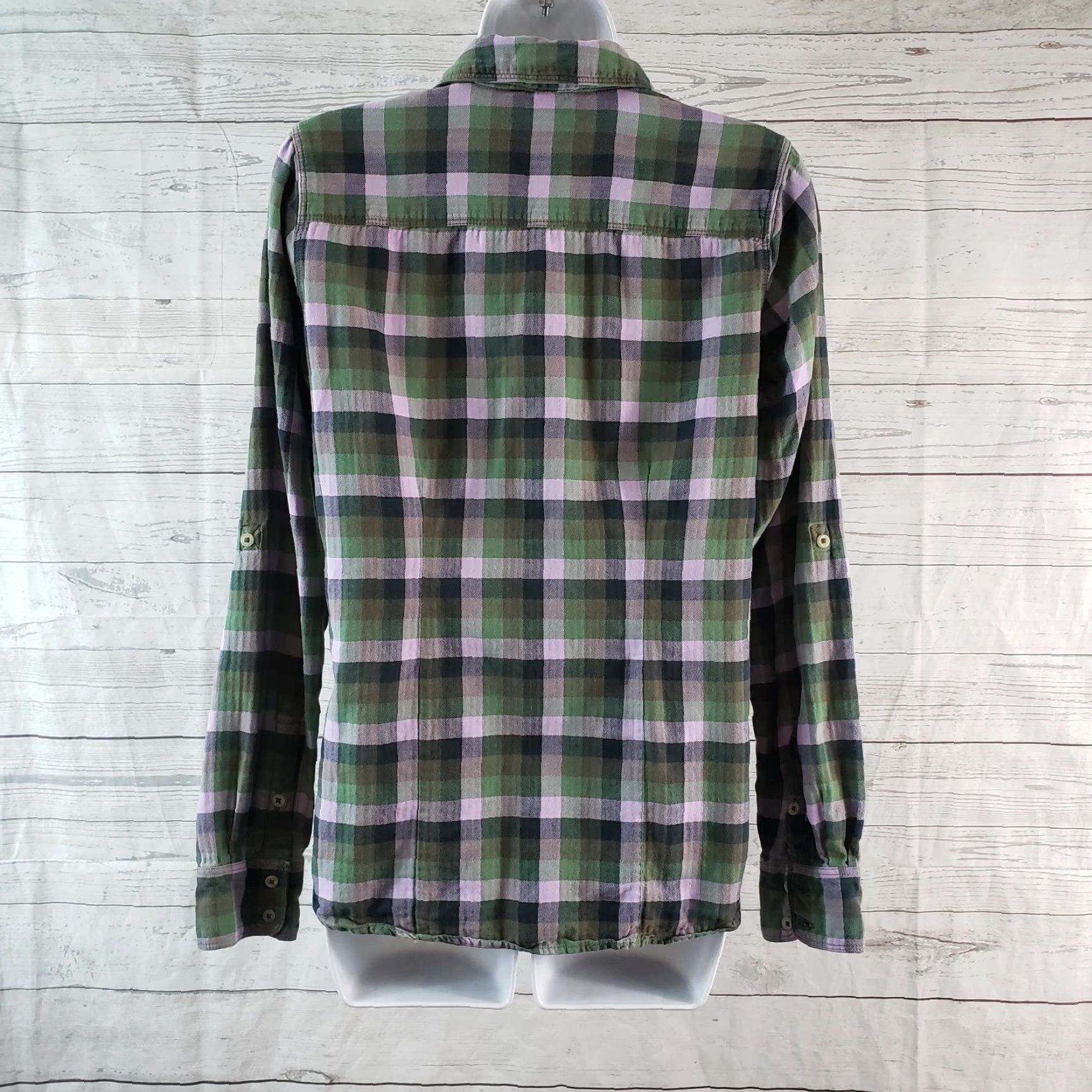 The North Face The North Face Womens Button Front Shirt M Green Purple Checks Long Sleeve Shirt Size M / US 6-8 / IT 42-44 - 4 Thumbnail