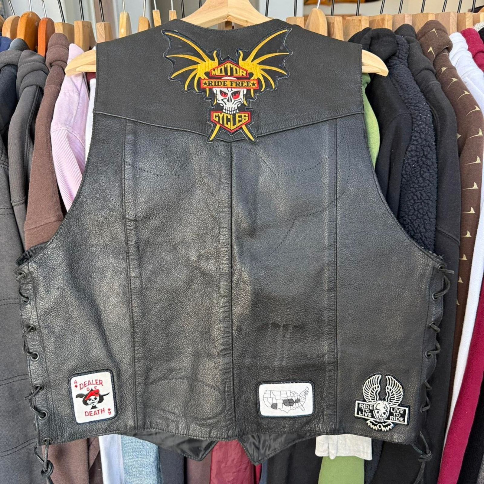 Other Vintage 90s ATL Genuine Leather Biker Vest With Cool Patches Size US M / EU 48-50 / 2 - 6 Thumbnail