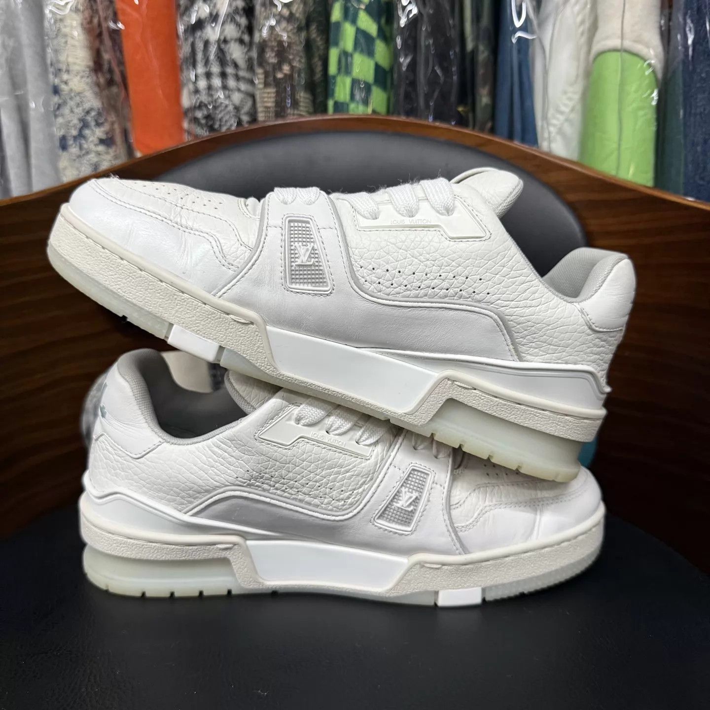 Louis Vuitton LV Trainer White Cement 37 OG Box Light Use Ex Cond Size US 6.5 / IT 36.5 - 7 Thumbnail