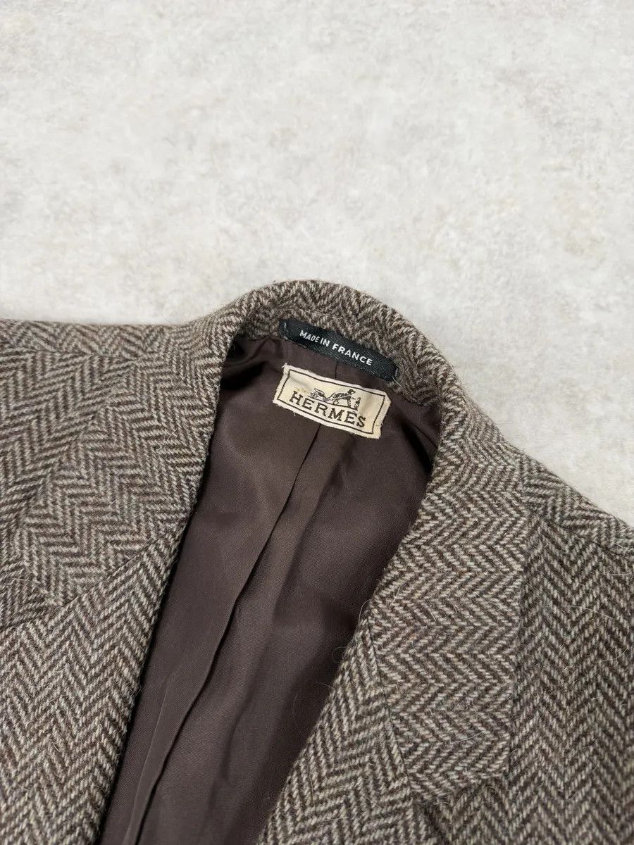 Hermes 1990s Hermès Tweed Brown Blazer Jacket Size US S / EU 44-46 / 1 - 9 Thumbnail