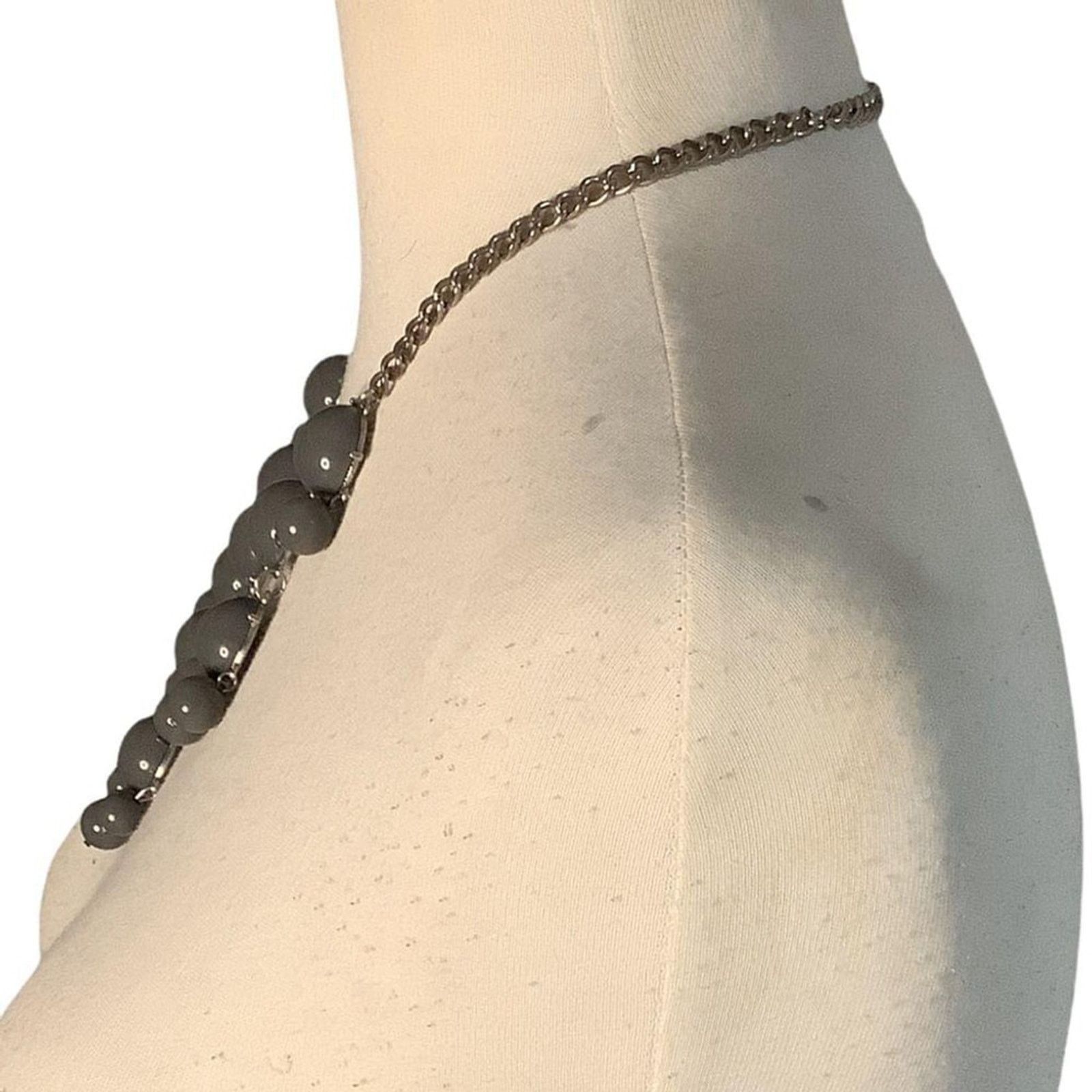 Other Y2K Glam Bubble Bib Statement Necklace Gray Beaded Size ONE SIZE - 4 Thumbnail