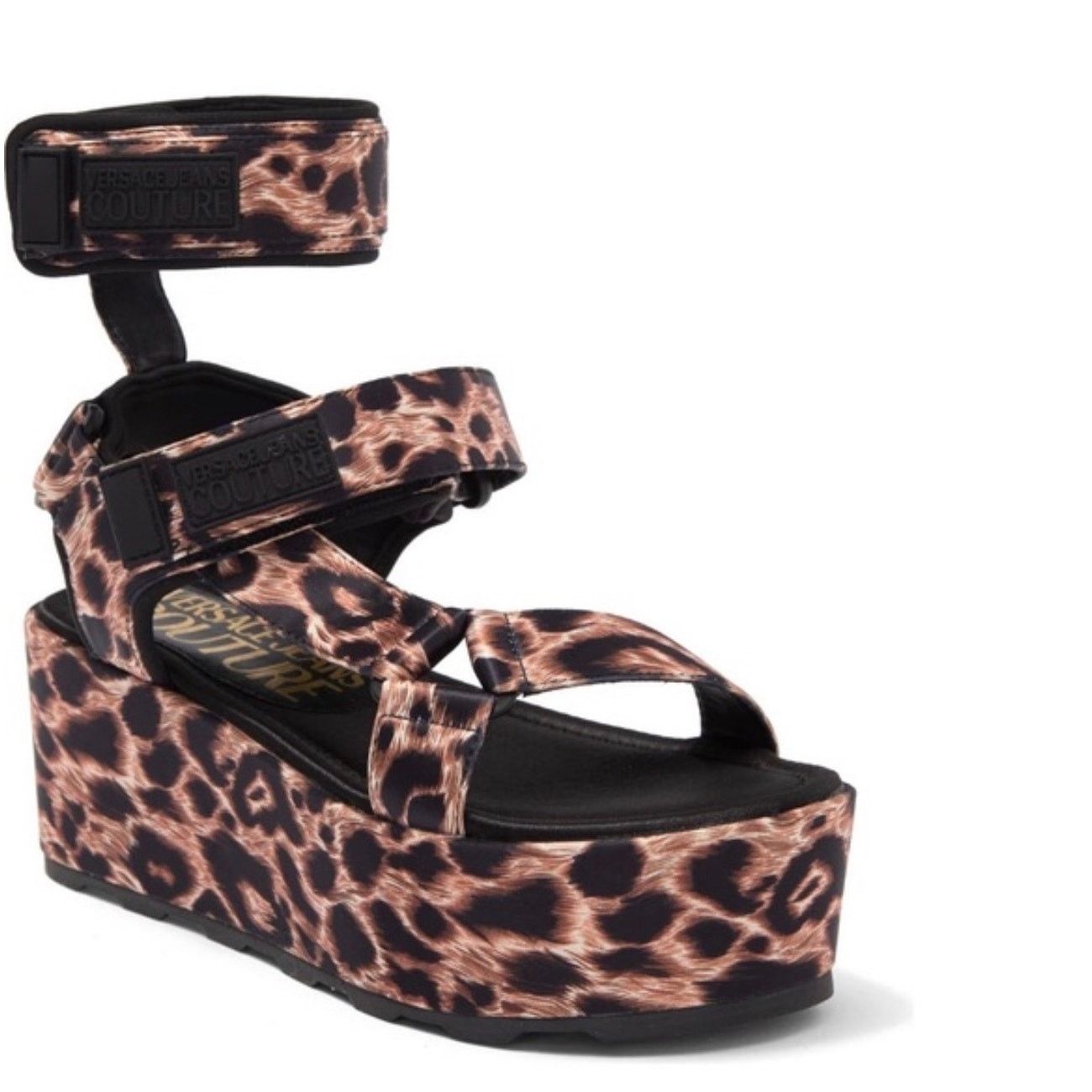 Versace VERSACE JEANS Leopard Printed Satin Mallory Platform Sandal Size US 8 / IT 38 - 1 Thumbnail